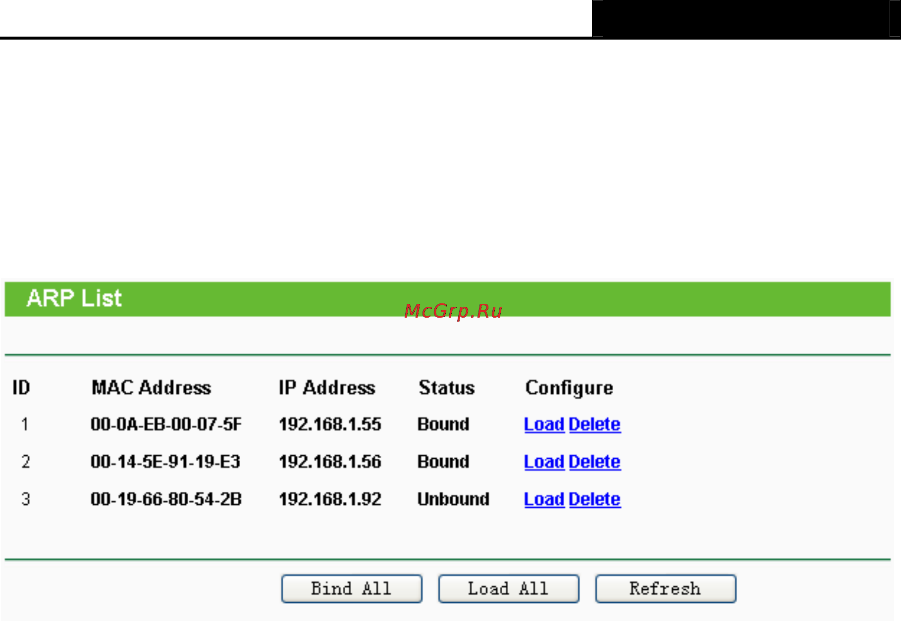 Tp-Link TL-MR3420 [95/121] Arp list