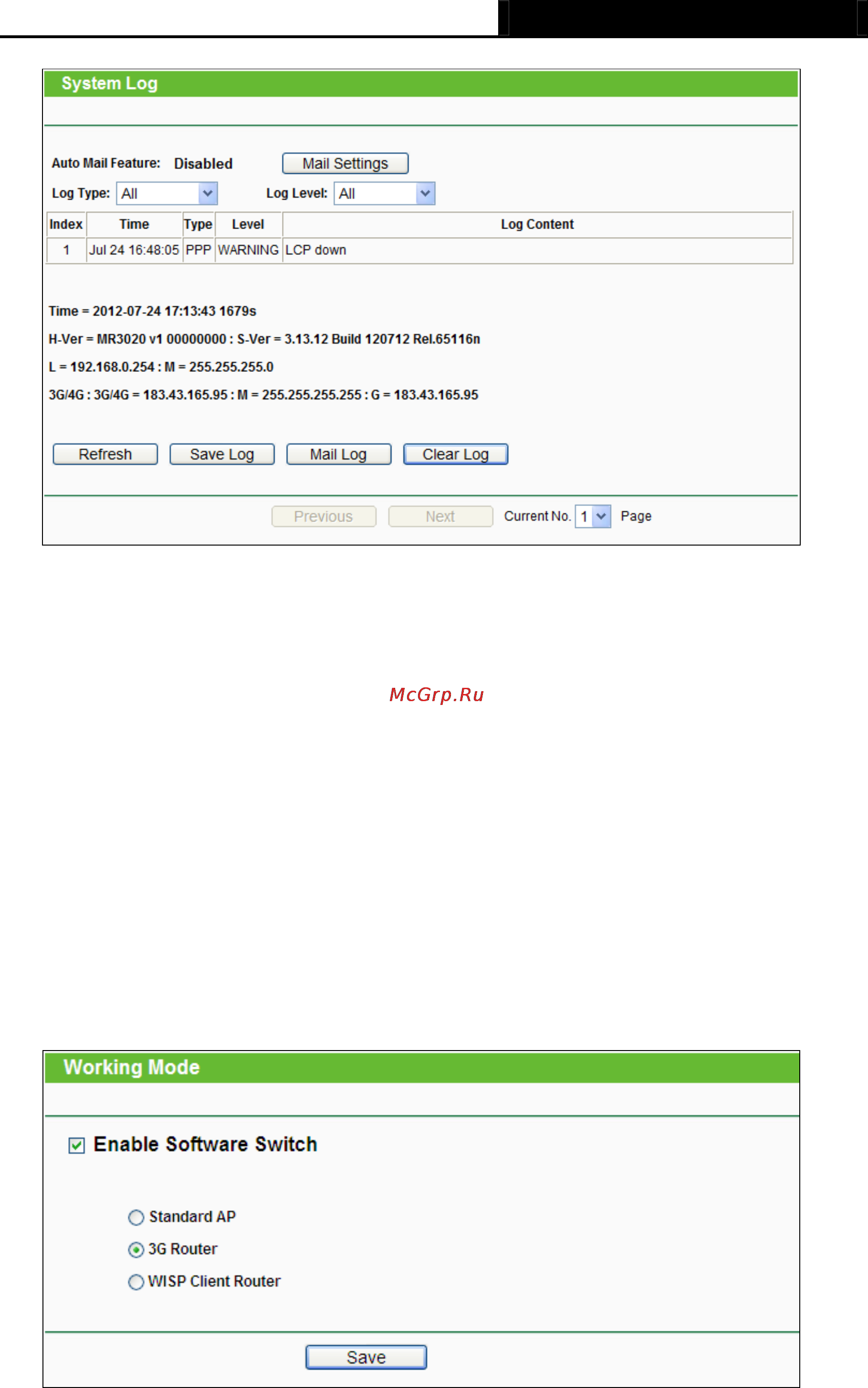 Tp-Link TL-MR3020 [196/258] Working mode