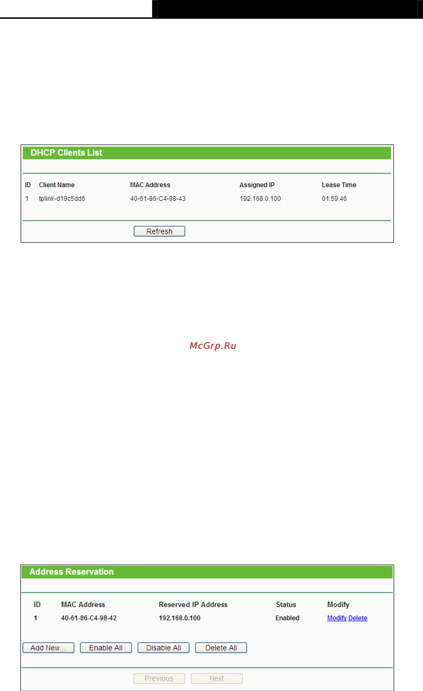 Tp-Link TL-MR3040 [66/242] Dhcp clients list