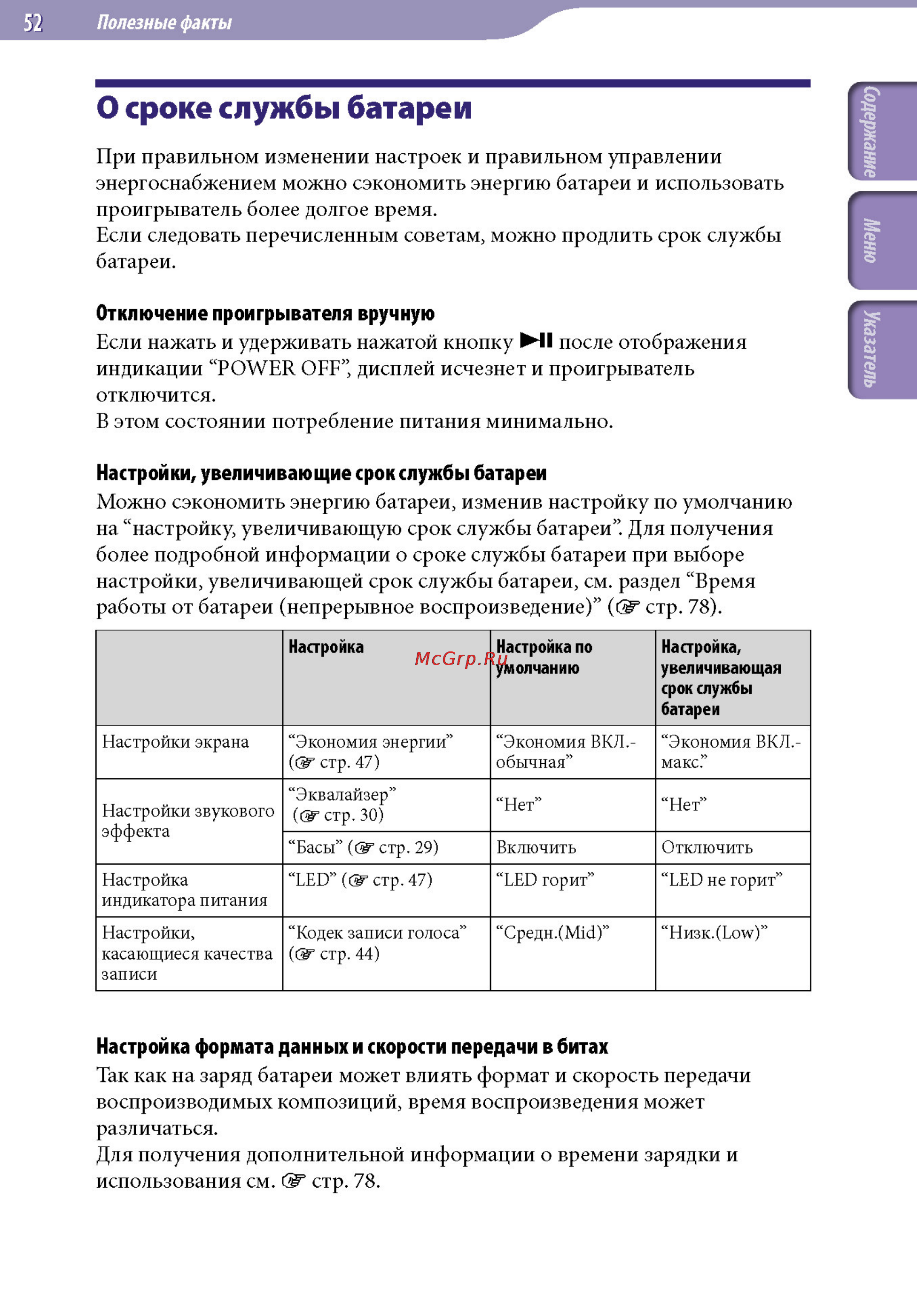 Sony NWZ-B152F 2Gb Black [52/82] О сроке службы батареи