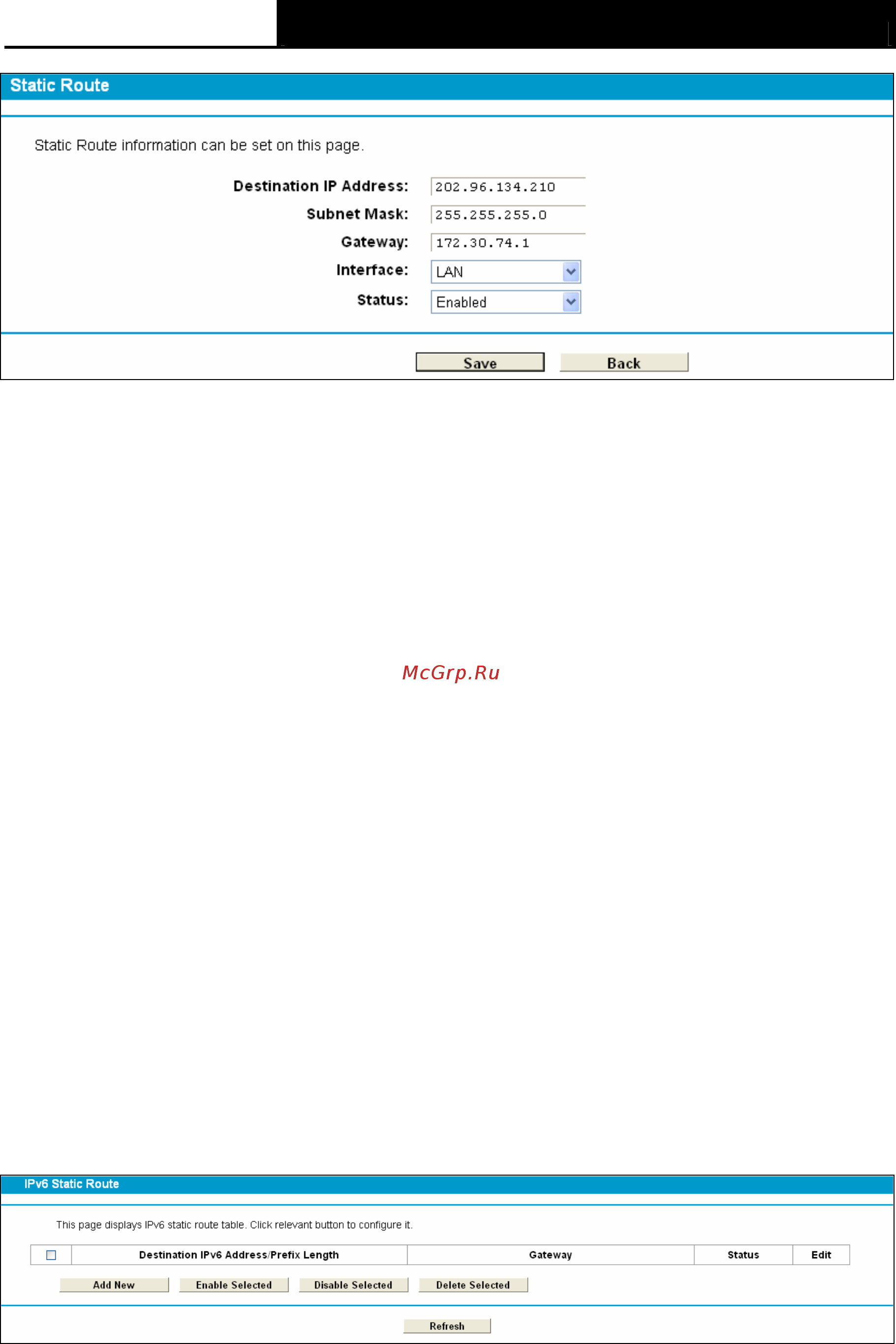Tp-Link TD-W8968 [74/117] Ipv6 static route