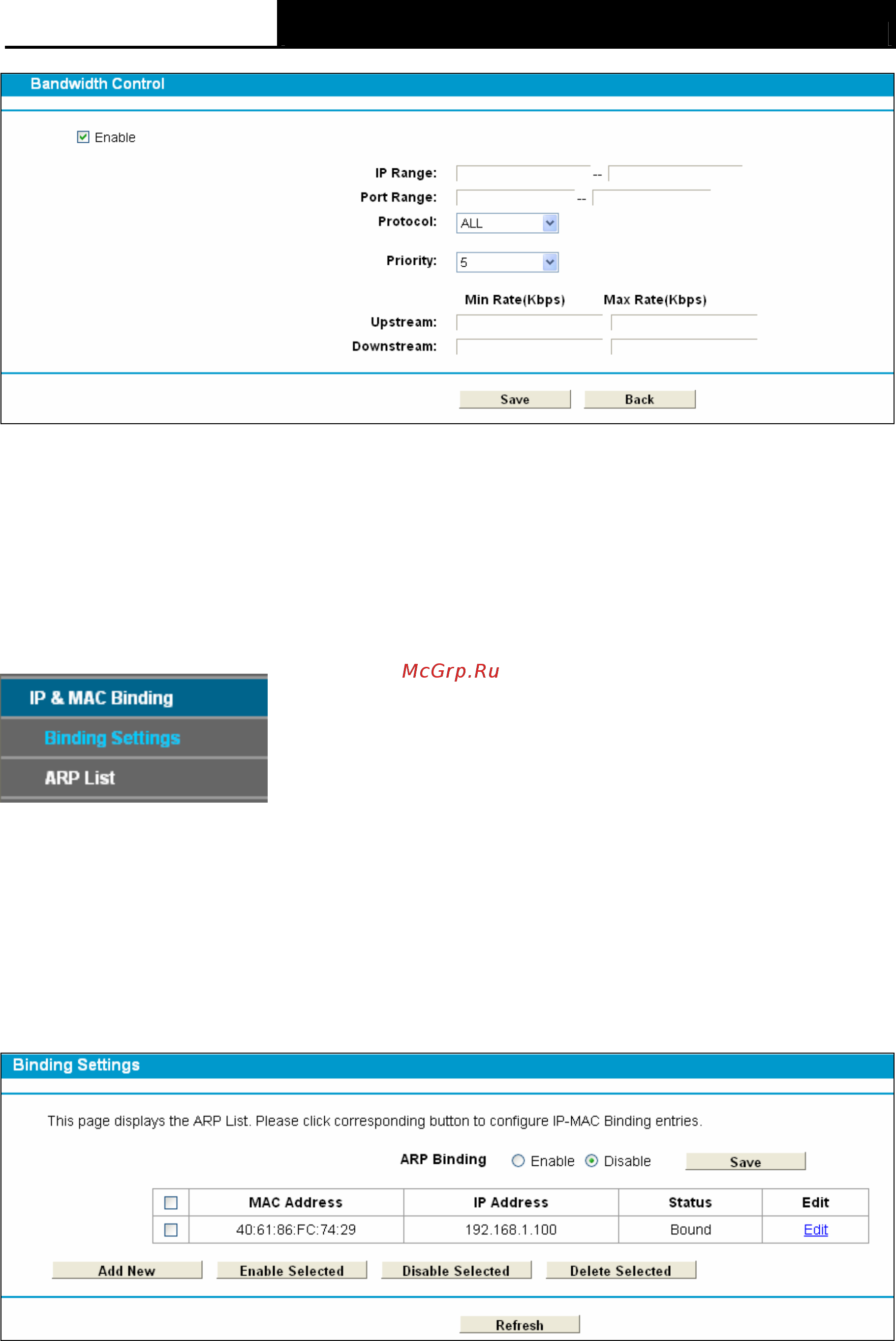 Tp-Link TD-W8968 [94/117] Binding settings