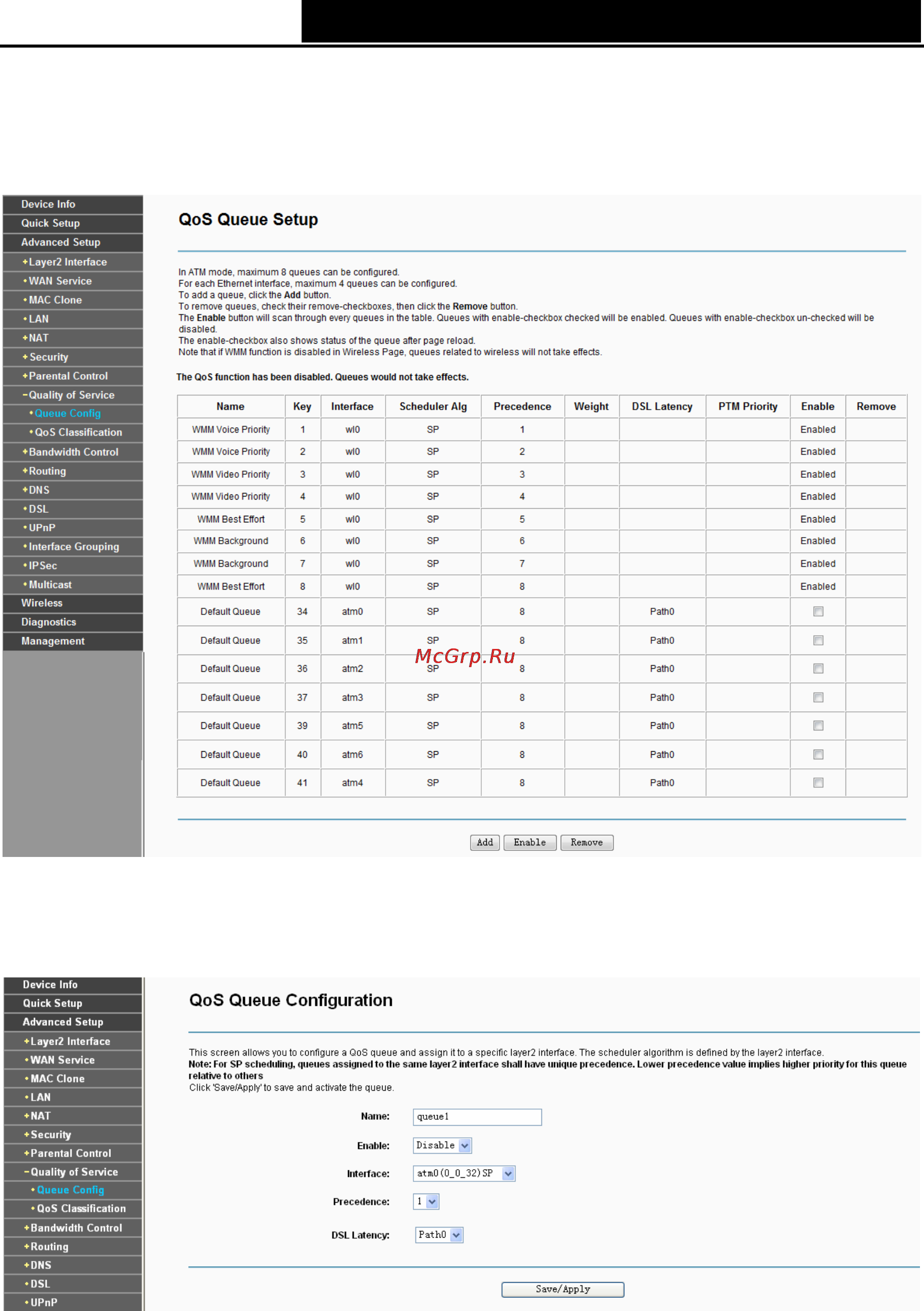 Tp-Link TD-W8960N [50/110] Queue config