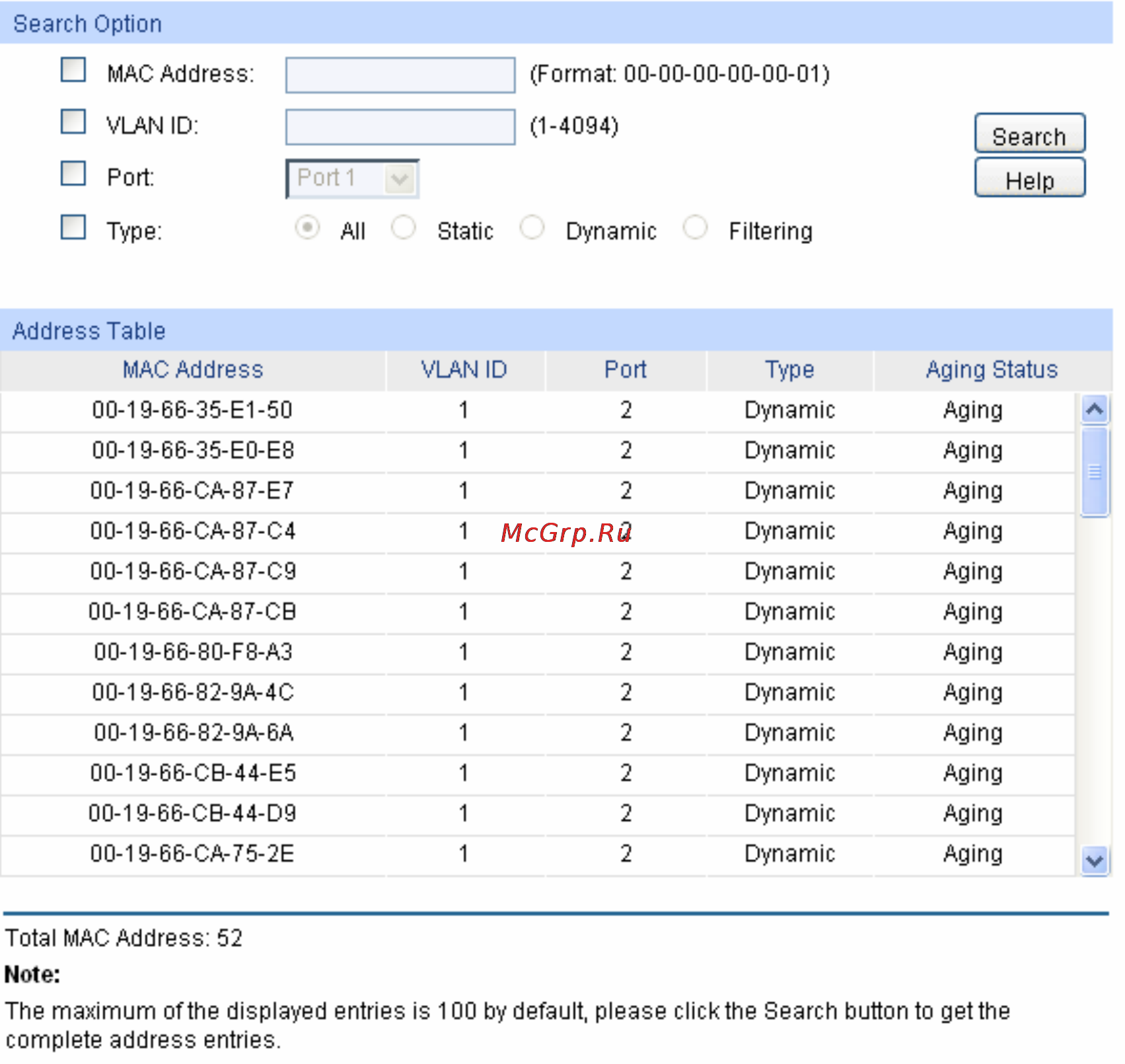 Tp-Link TL-SG5412F [54/257] The following entries are displayed on this screen