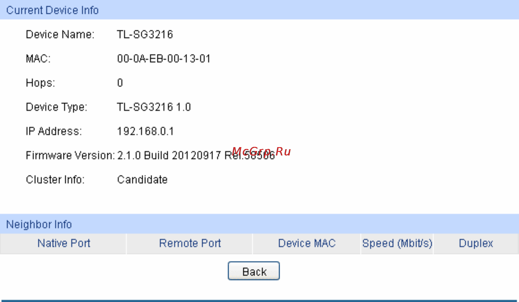 Tp-Link TL-SG3424 [202/241] Ntdp summary