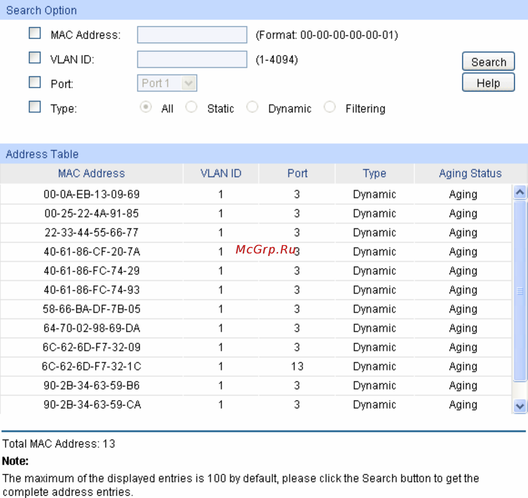 Tp-Link TL-SG3424 [56/241] The following entries are displayed on this screen