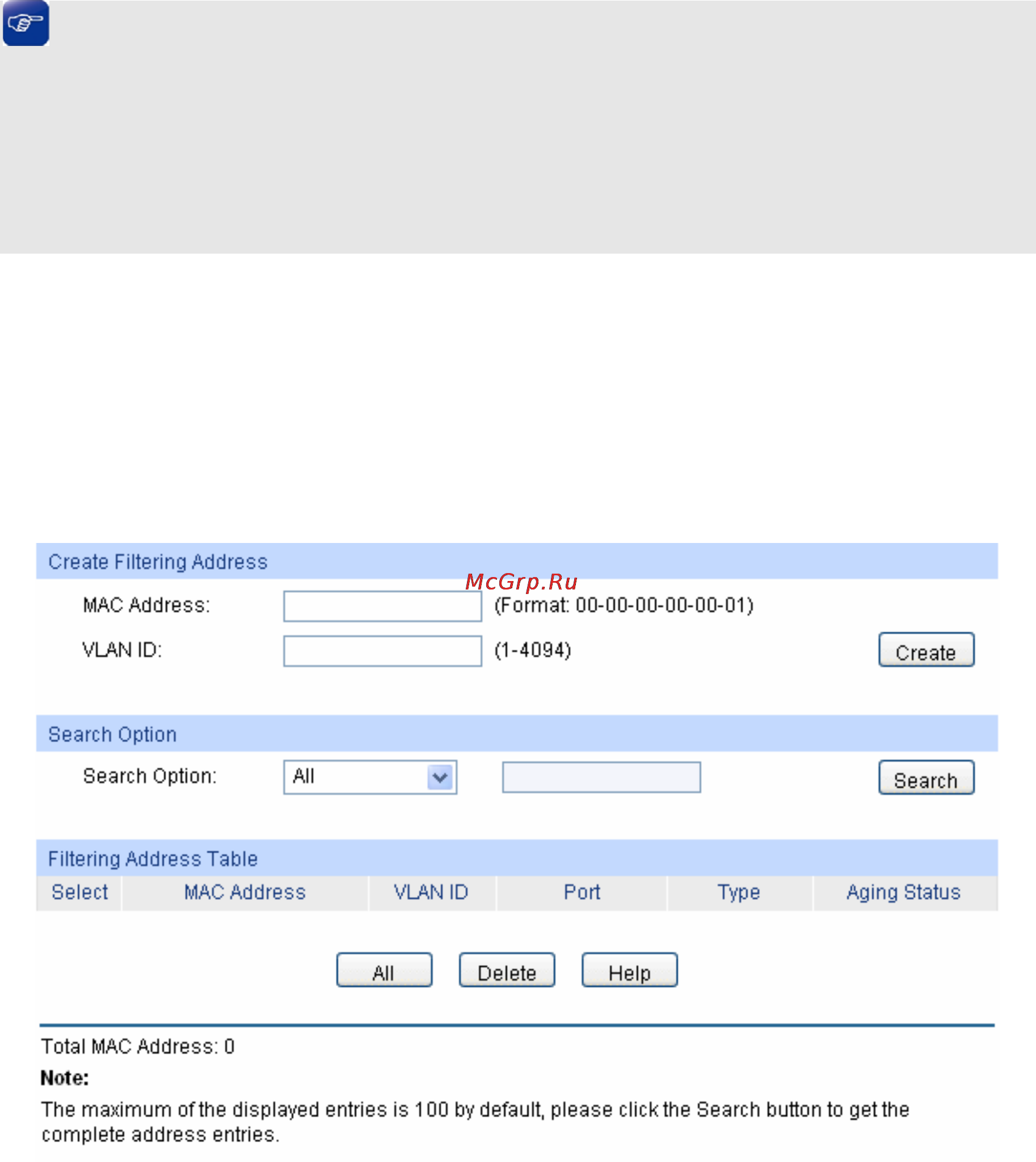 Tp-Link TL-SG3216 [56/236] Filtering address