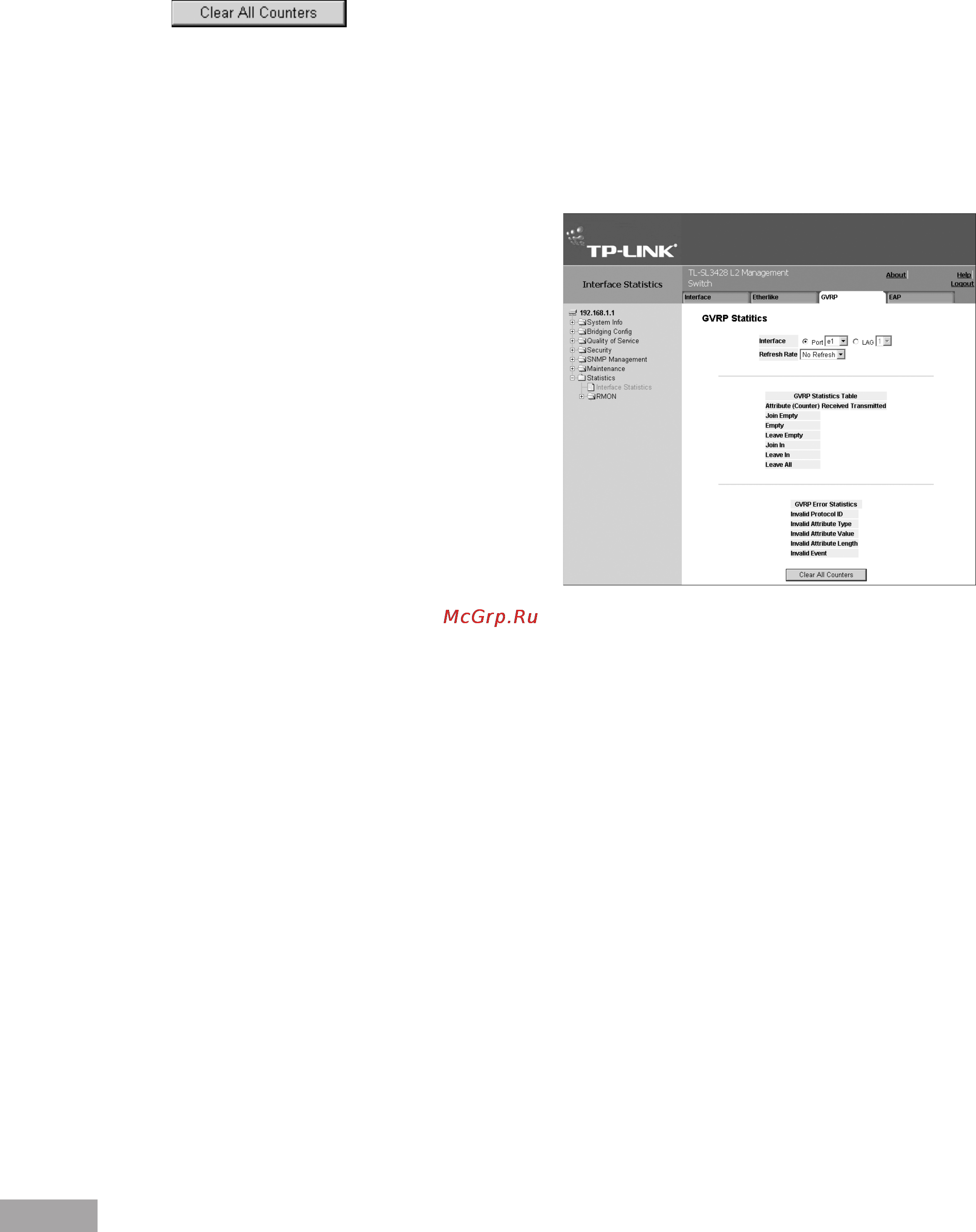 Tp-Link TL-SL3452 [102/120] Viewing gvrp statistics