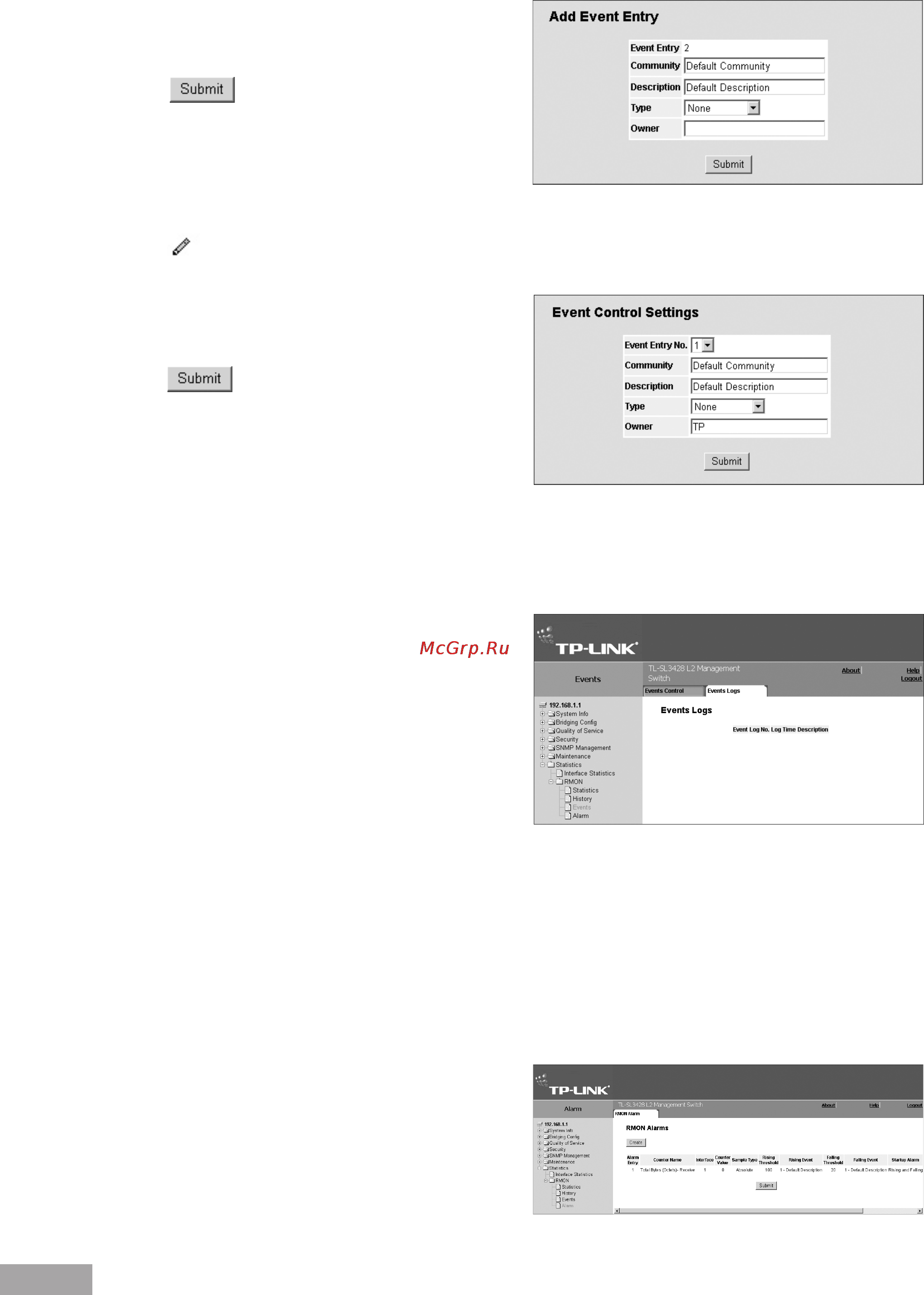 Tp-Link TL-SL3452 [108/120] Viewing the rmon events logs