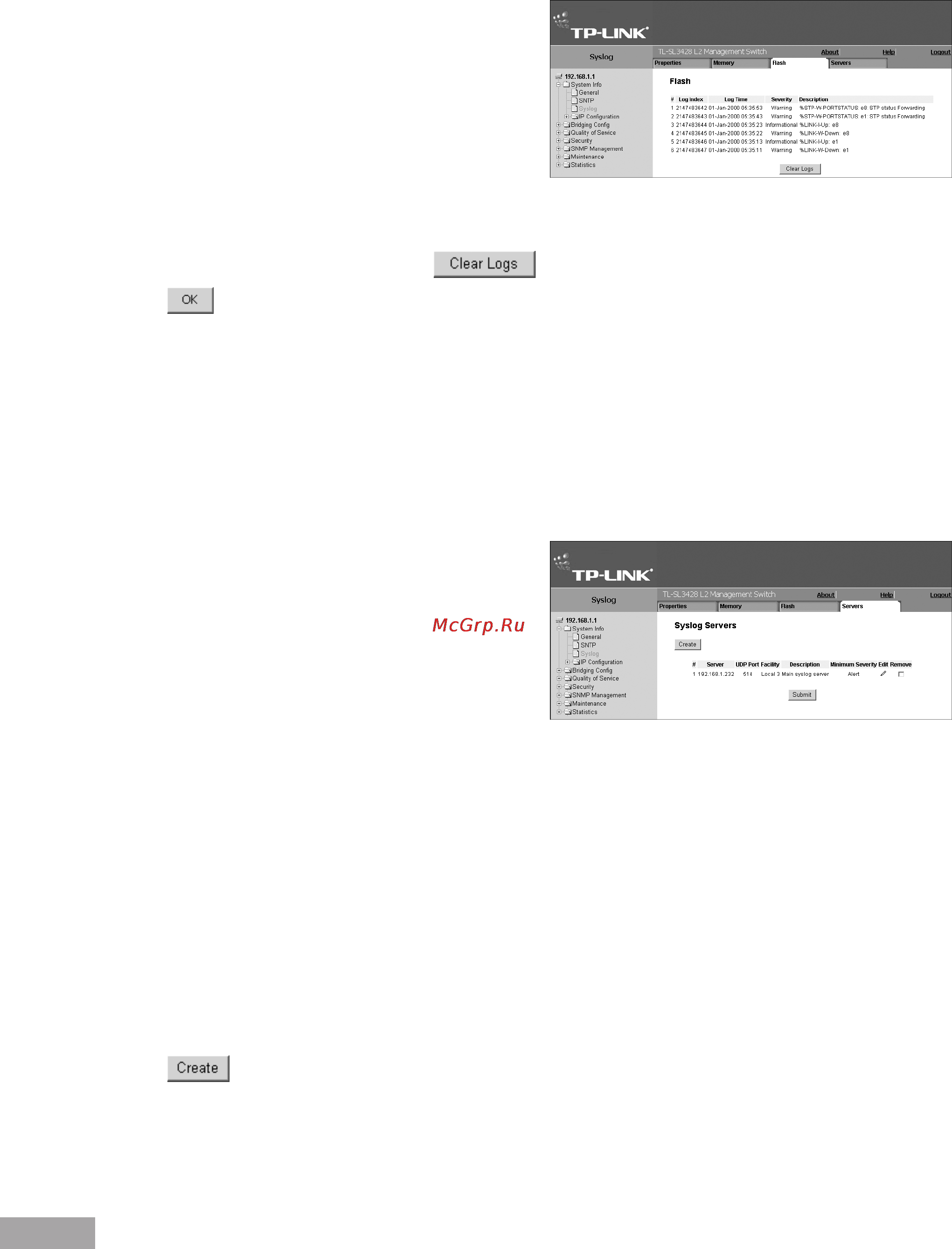 Tp-Link TL-SL3452 [26/120] Defining system log servers