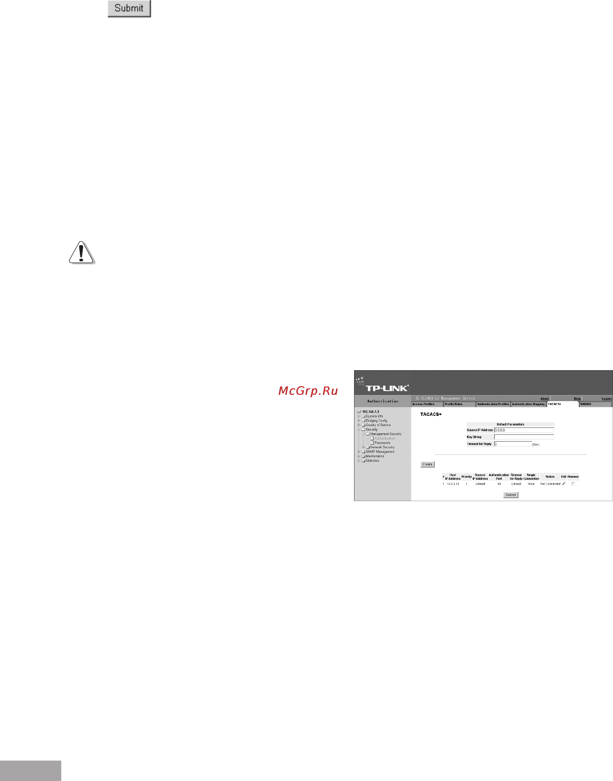 Tp-Link TL-SL3452 [34/120] Defining tacacs host settings