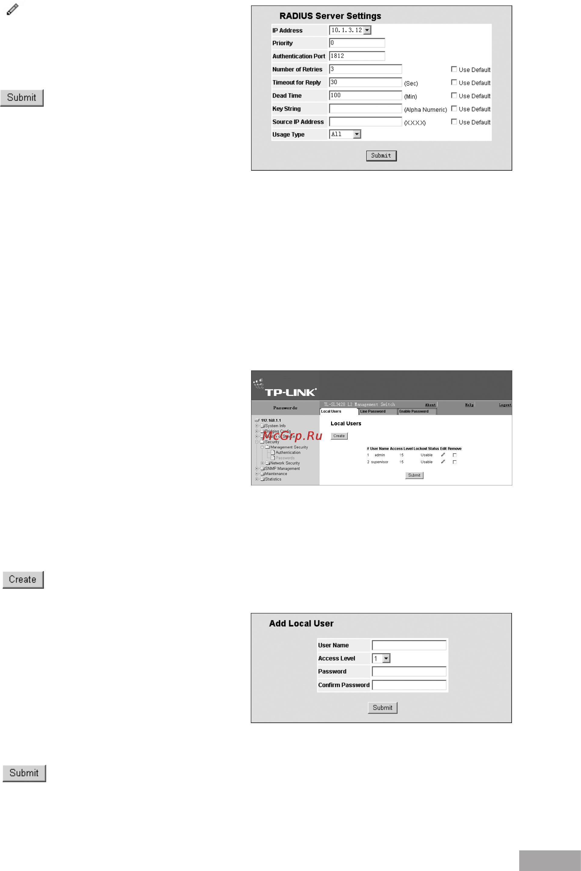 Tp-Link TL-SL3452 [37/120] Configuring passwords