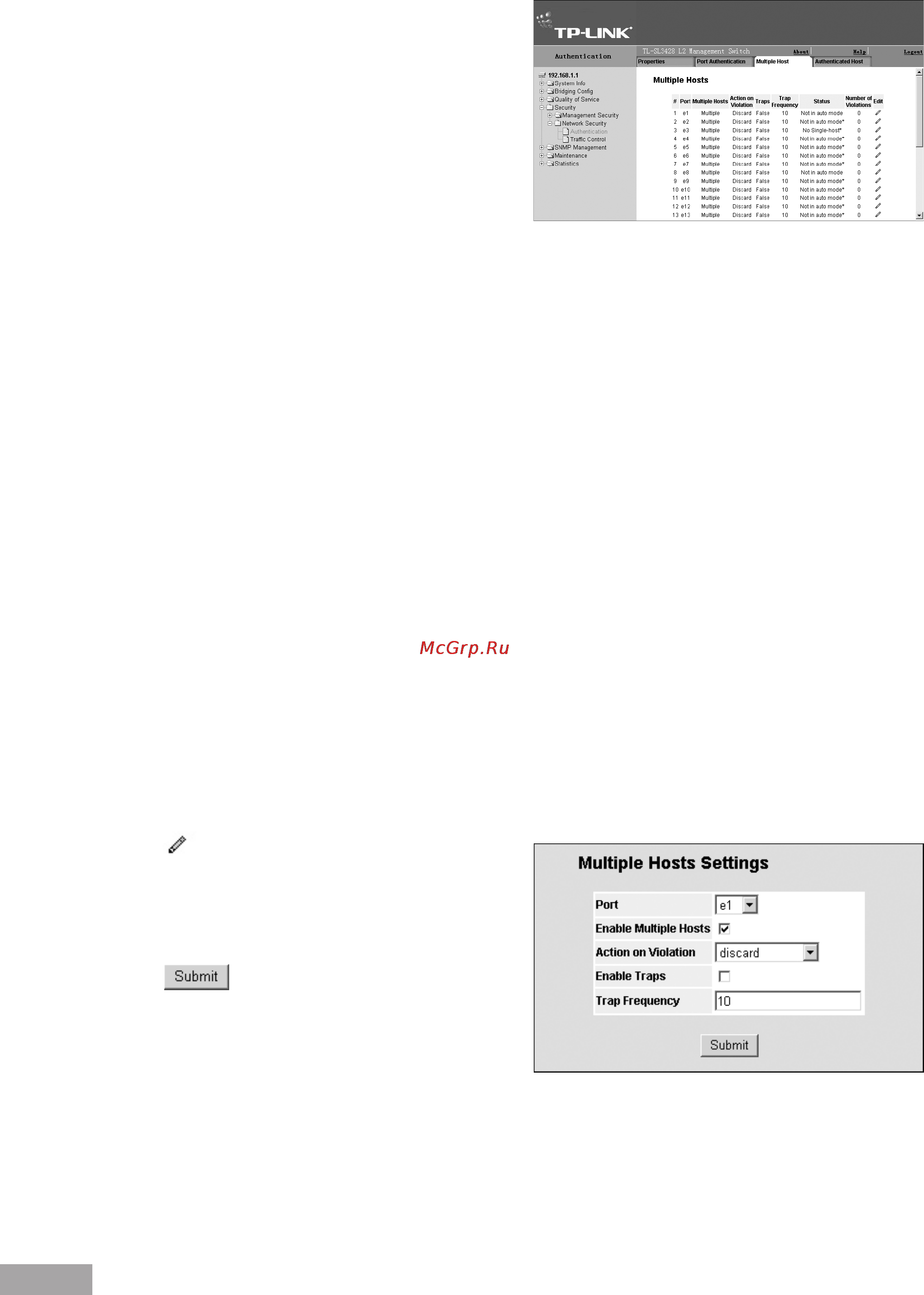 Tp-Link TL-SL3452 [42/120] Defining authentication hosts