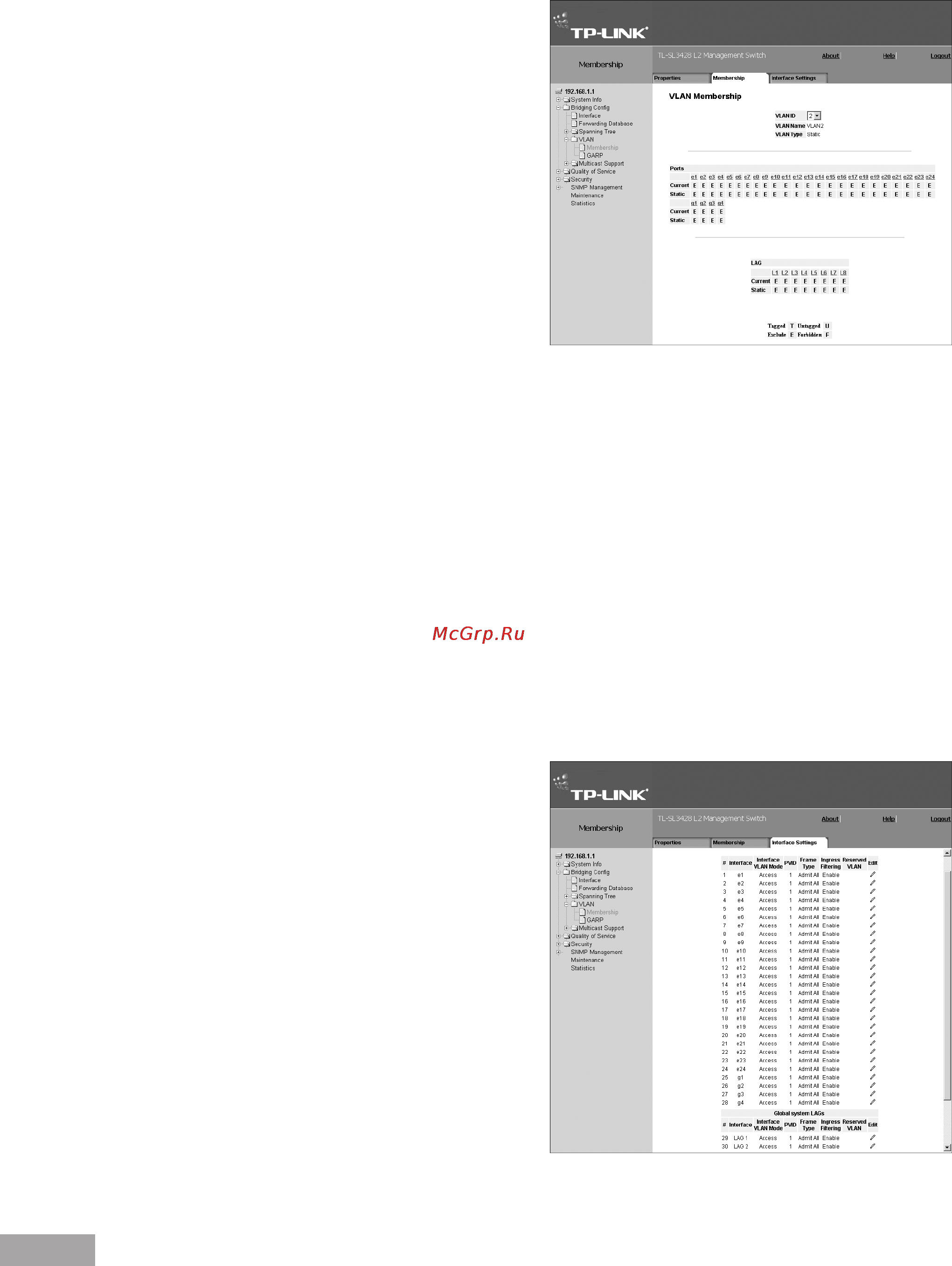 Tp-Link TL-SL3452 [58/120] Defining vlan interface settings