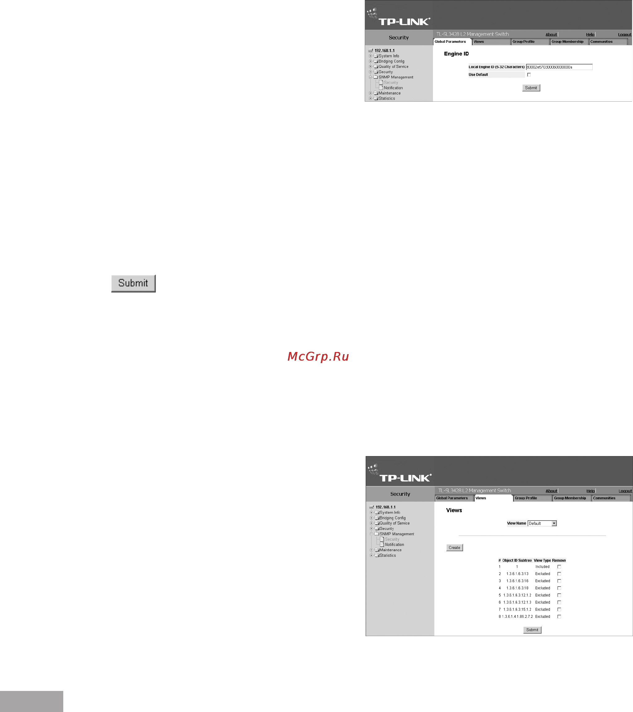 Tp-Link TL-SL3452 [78/120] Defining snmp global parameters