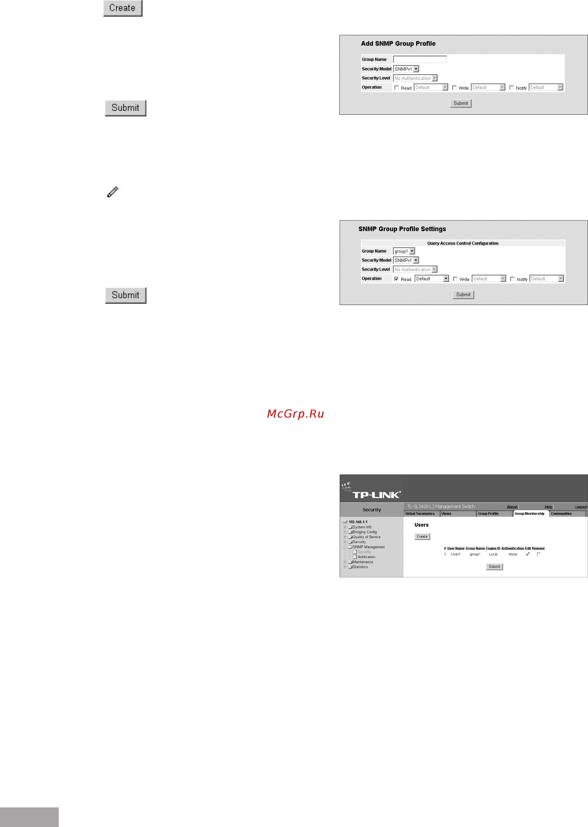 Tp-Link TL-SL3452 [80/120] Defining snmp group members