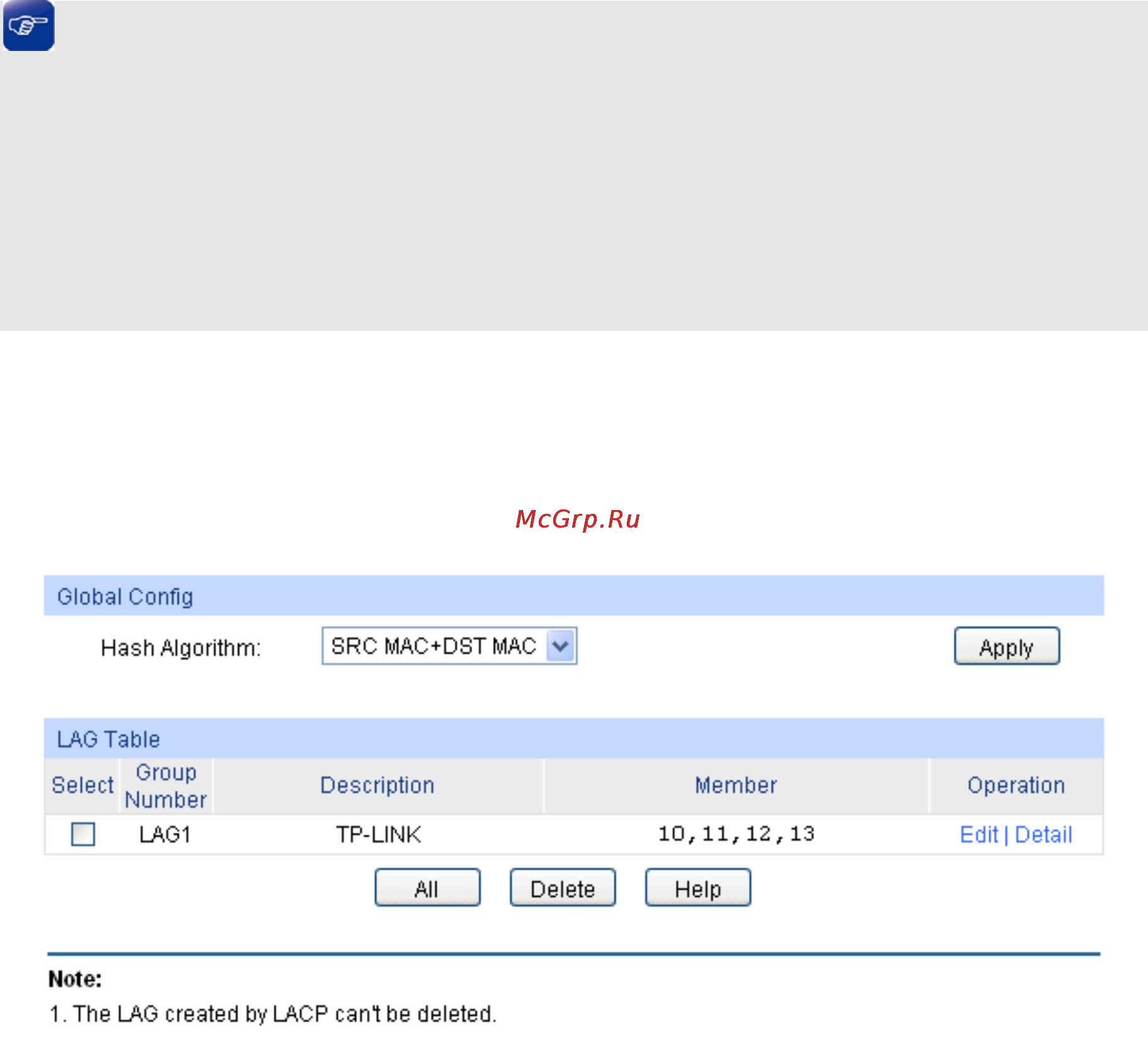 Tp-Link TL-SG2424 [35/130] Lag table