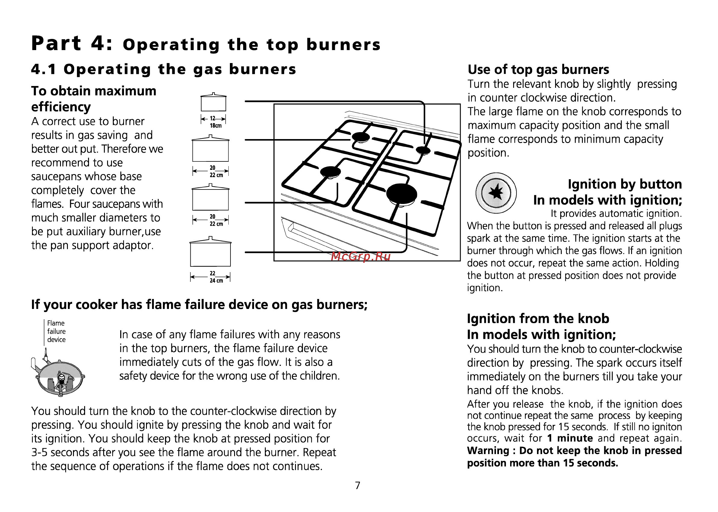 Beko CE 56100 [41/72] Operating the gas burners to obtain maximum efficiency