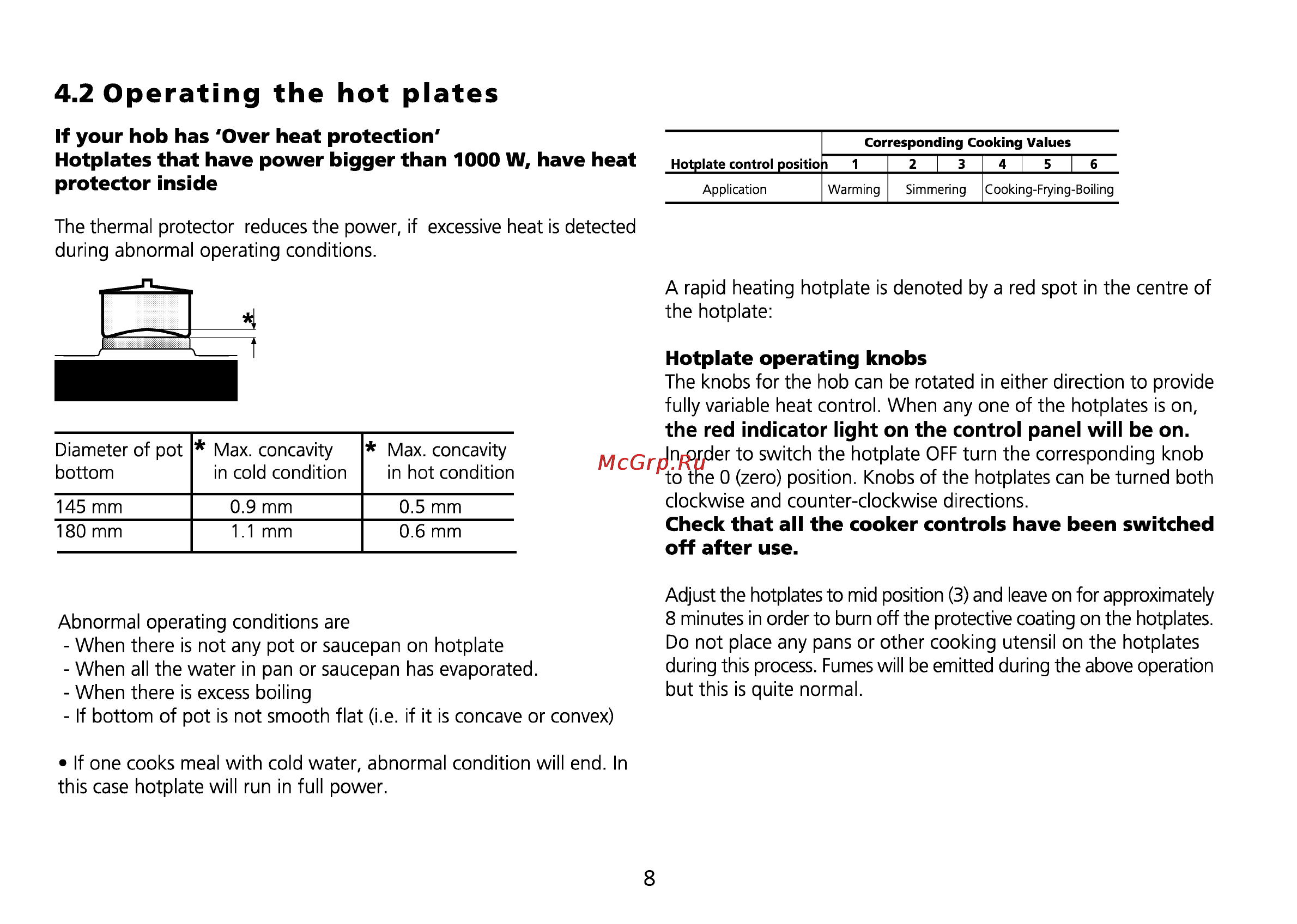 Beko CE 56100 [42/72] Operating the hot plates