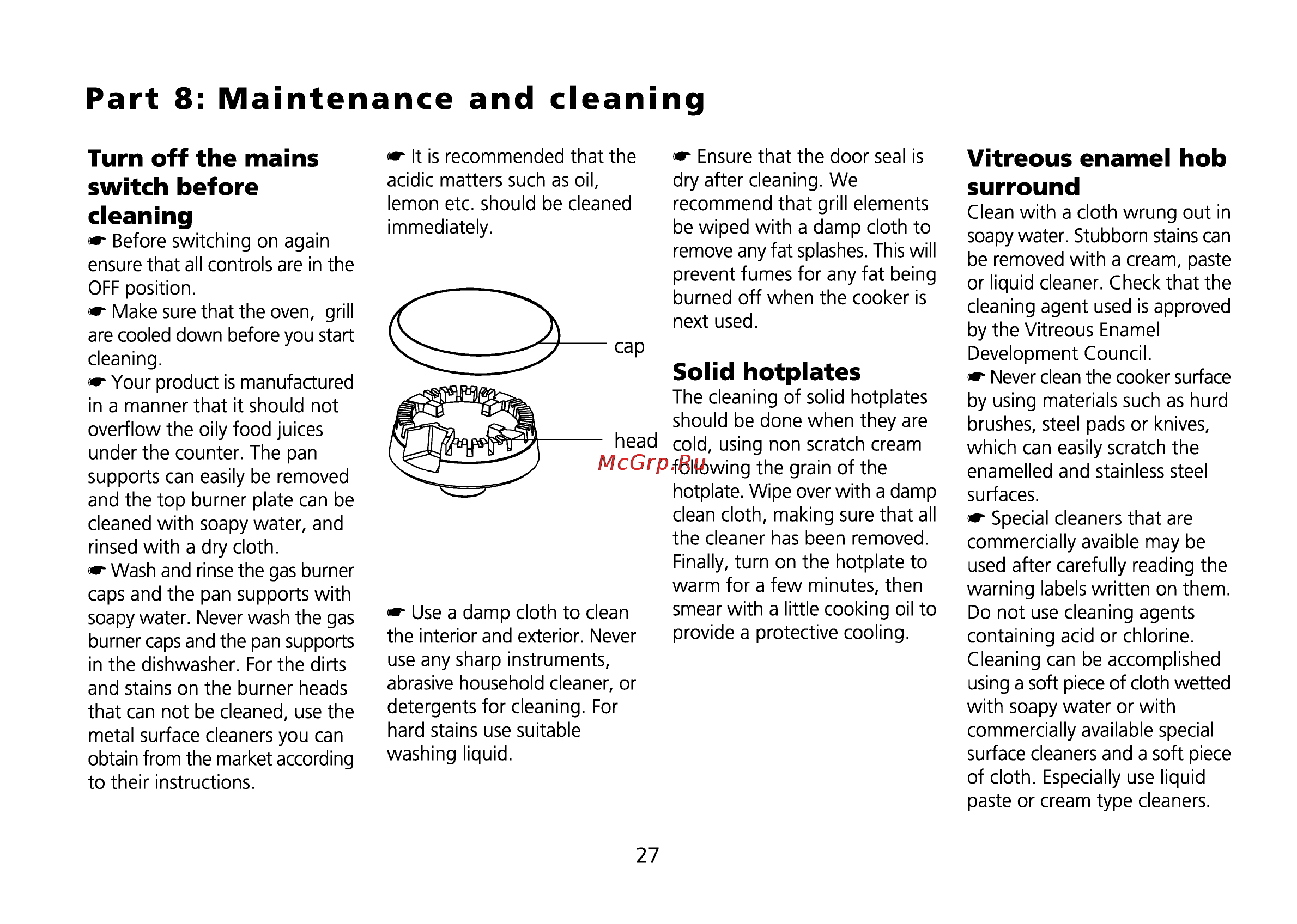 Beko CE 56100 [61/72] Part 8 maintenance and cleaning