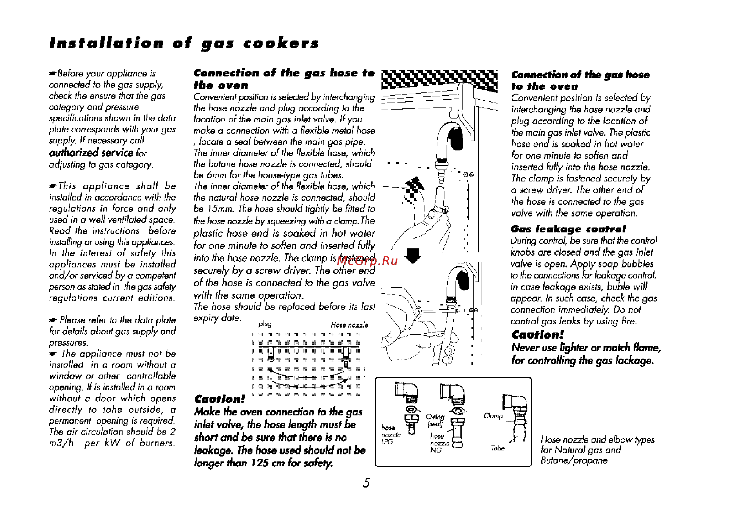 Beko CE 51110 [39/72] Installation of gas soakers