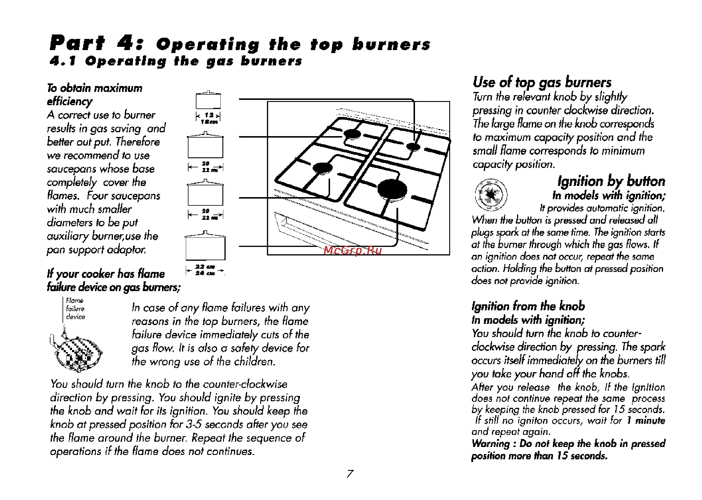Beko CE 51110 [41/72] Operating the top burners