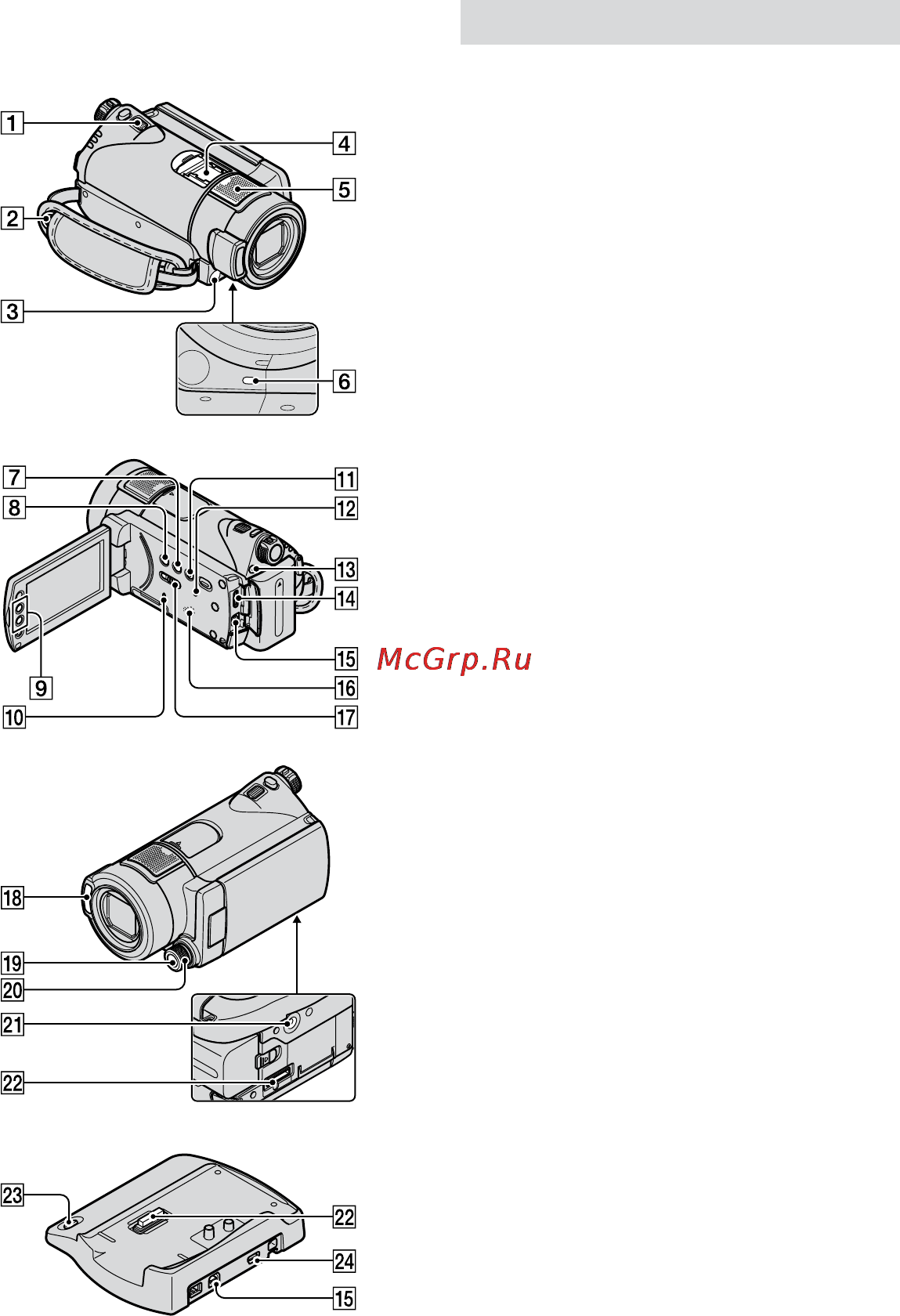 Sony HDR-CX11E [62/84] Найменування та призначення компонентів