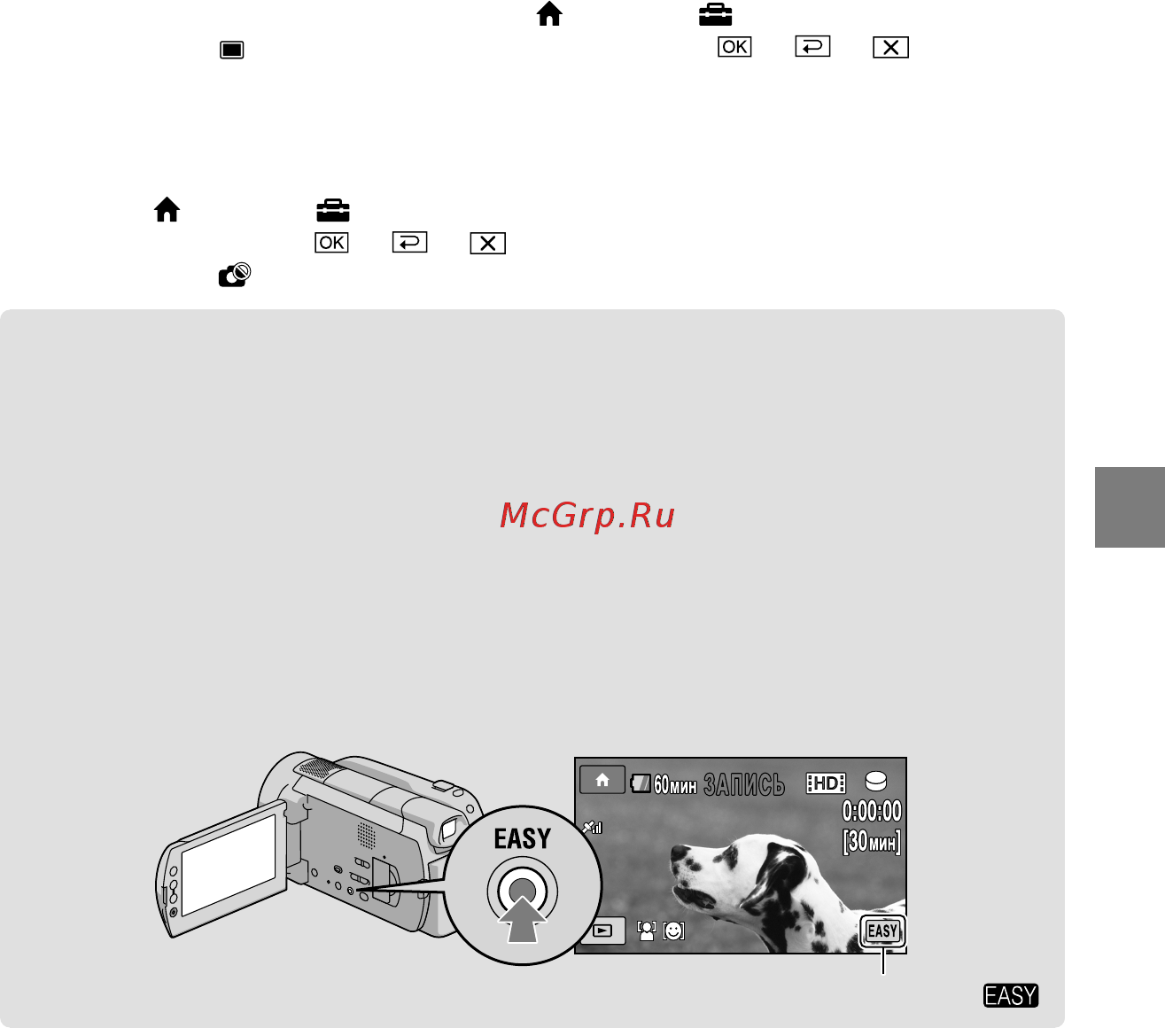 Sony HDR-XR500VE [17/131] При работе в режиме easy handycam появляется значок