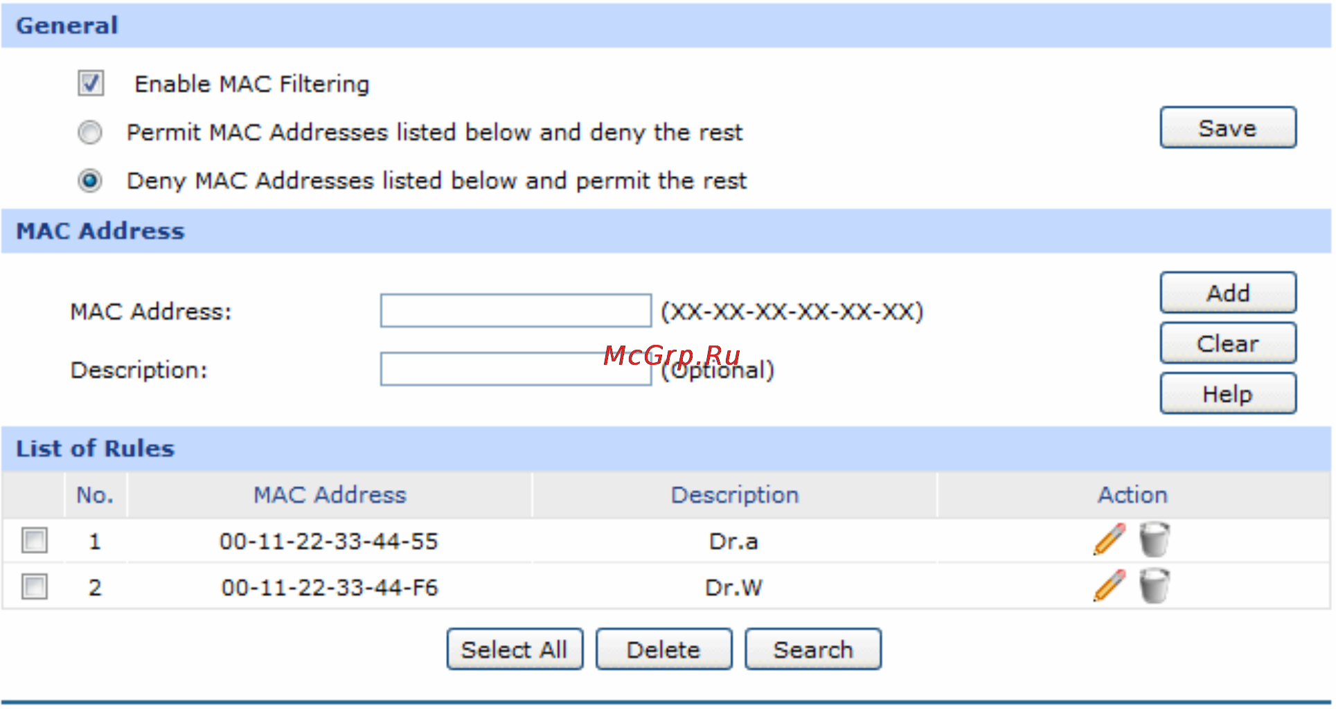 Tp-Link TL-ER5120 [80/146] Mac filtering