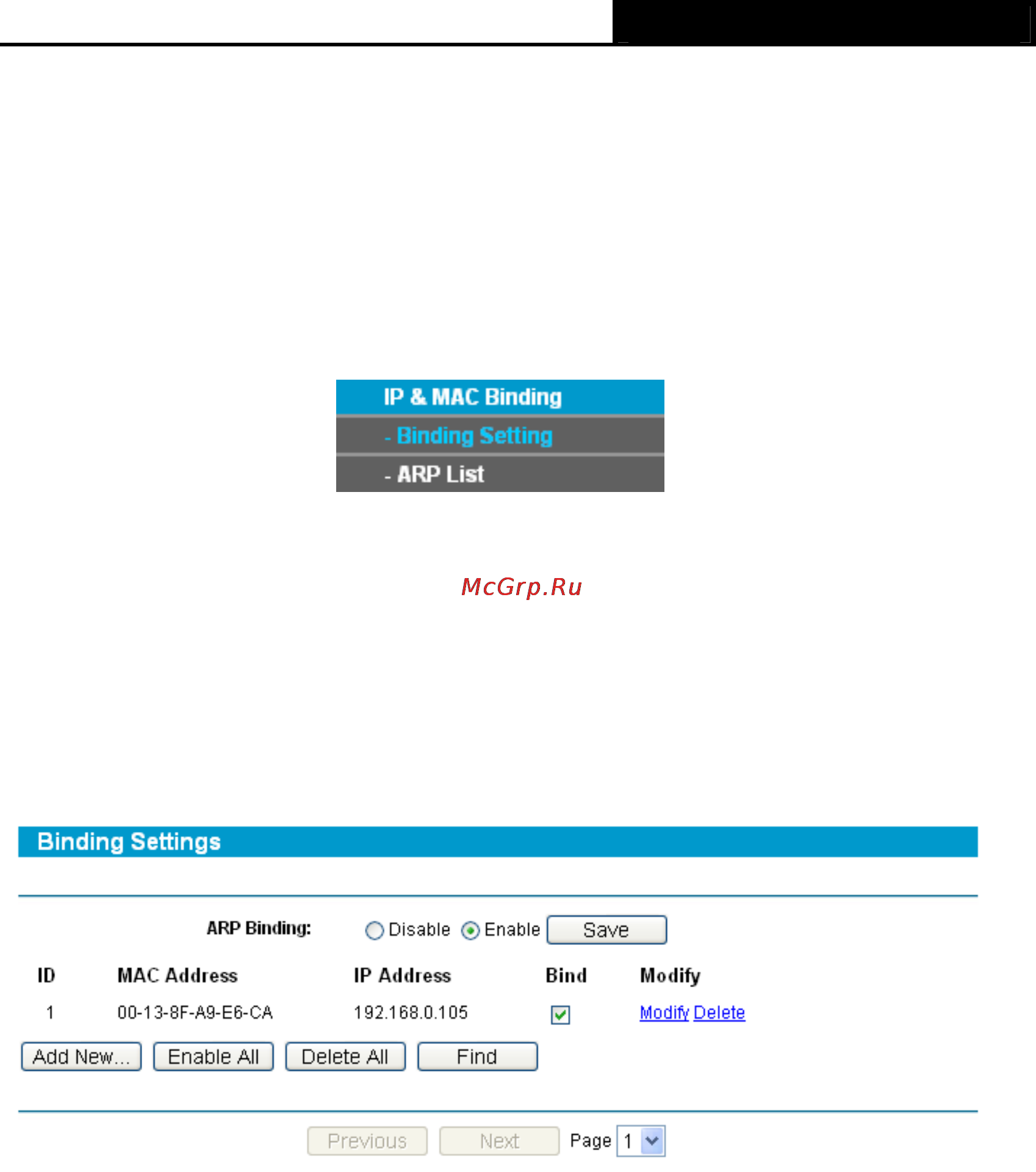 Tp-Link TL-R460 [55/75] Ip mac binding