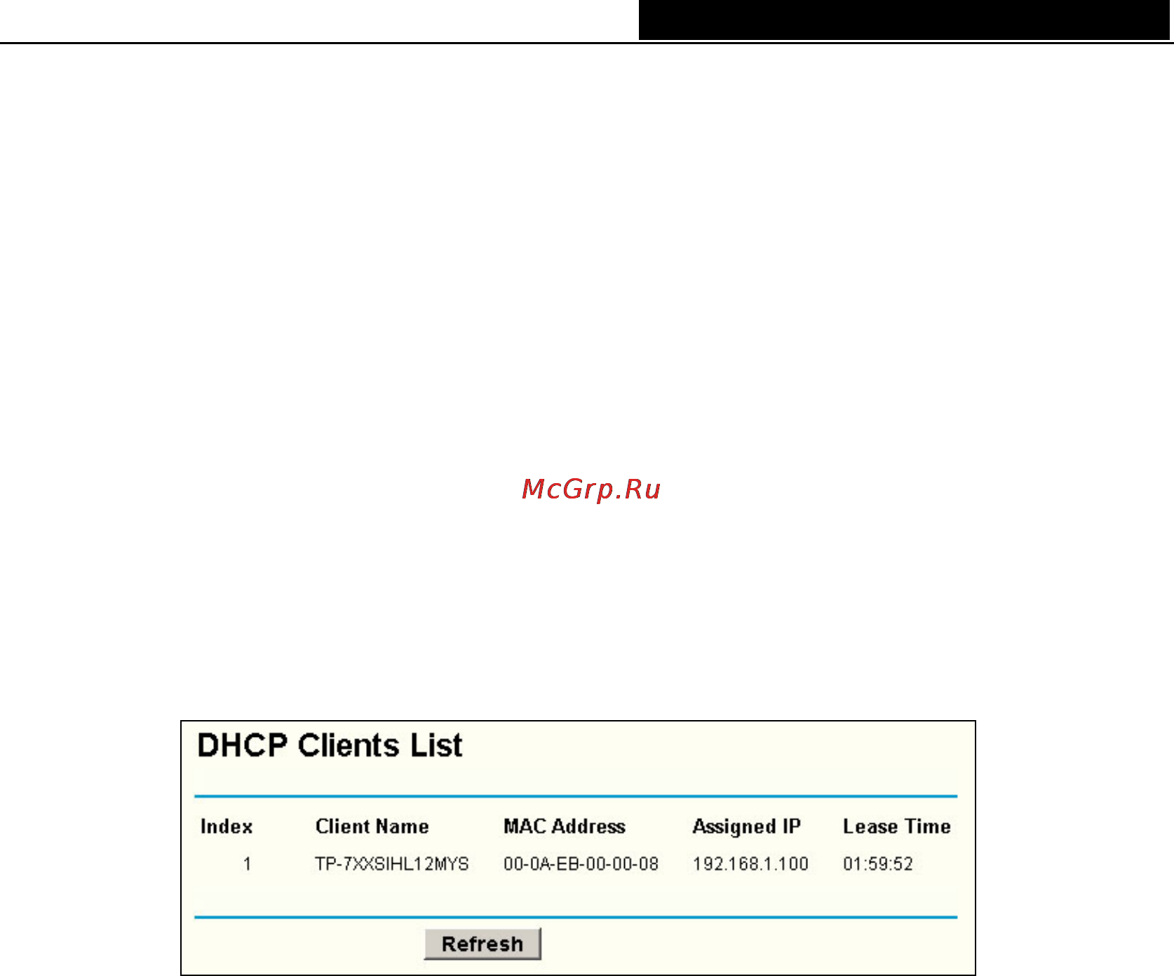 Tp-Link TL-R860 [26/63] Dhcp clients list