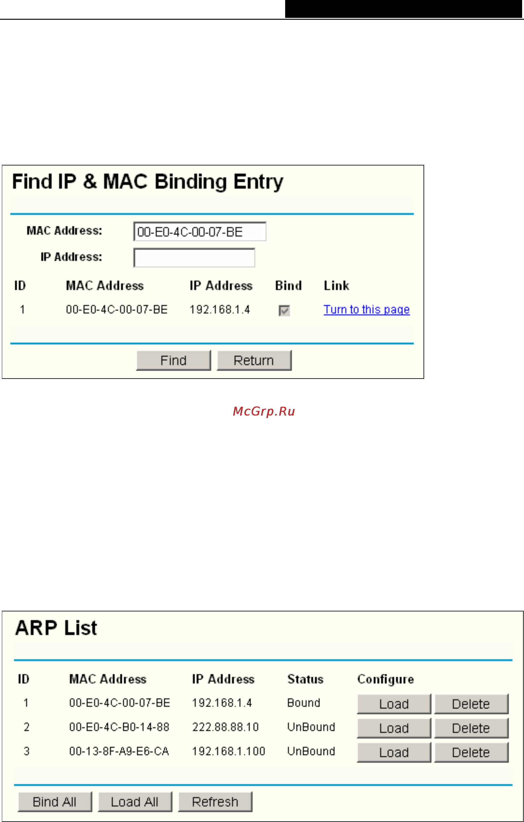 Tp-Link TL-R860 [44/63] Arp list