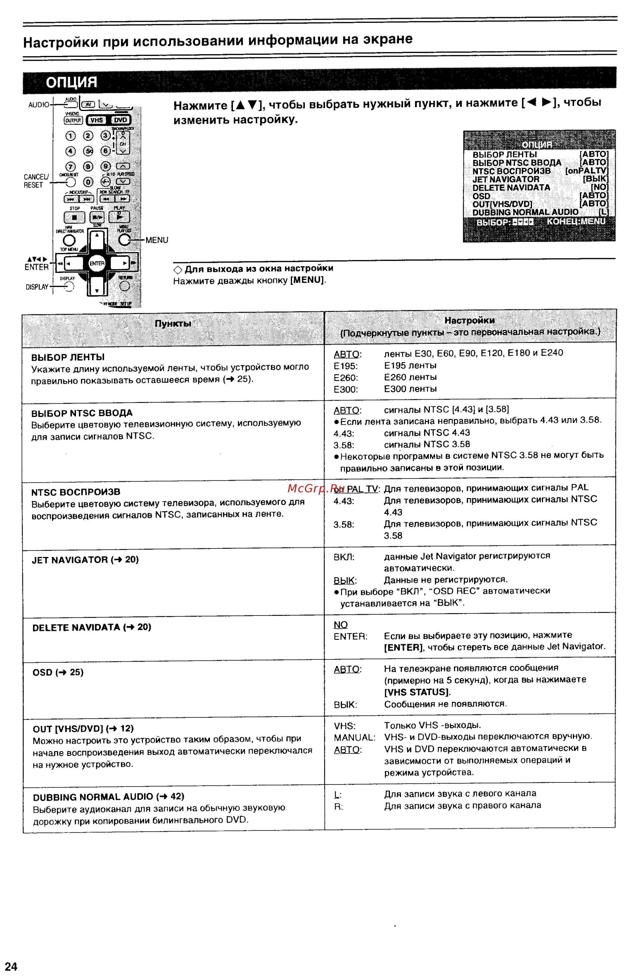 Panasonic NV-VP32 EE-S [25/48] Настройки при использовании информации на экране