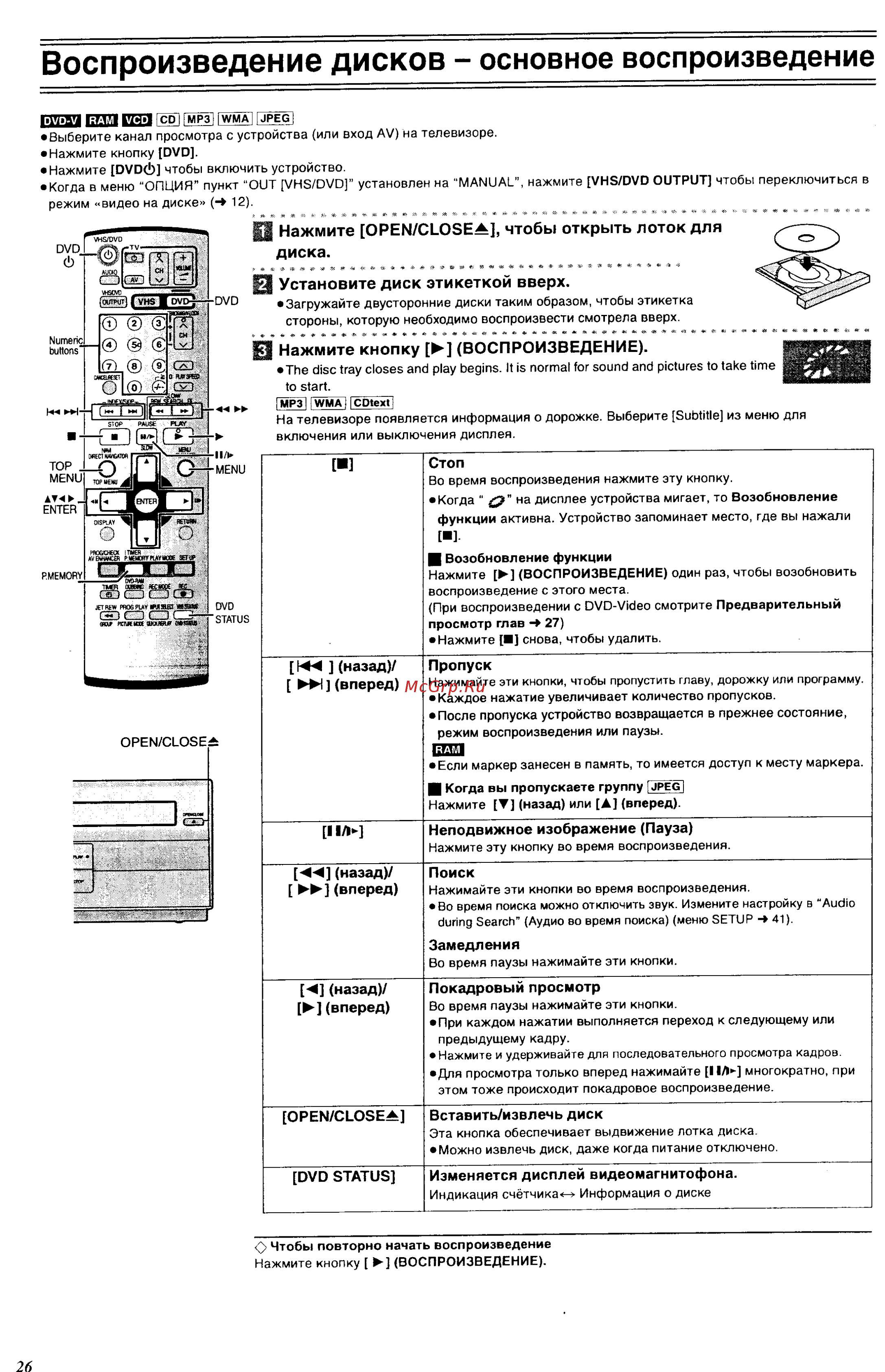 Panasonic NV-VP32 EE [27/48] Воспроизведение дисков основное воспроизведение