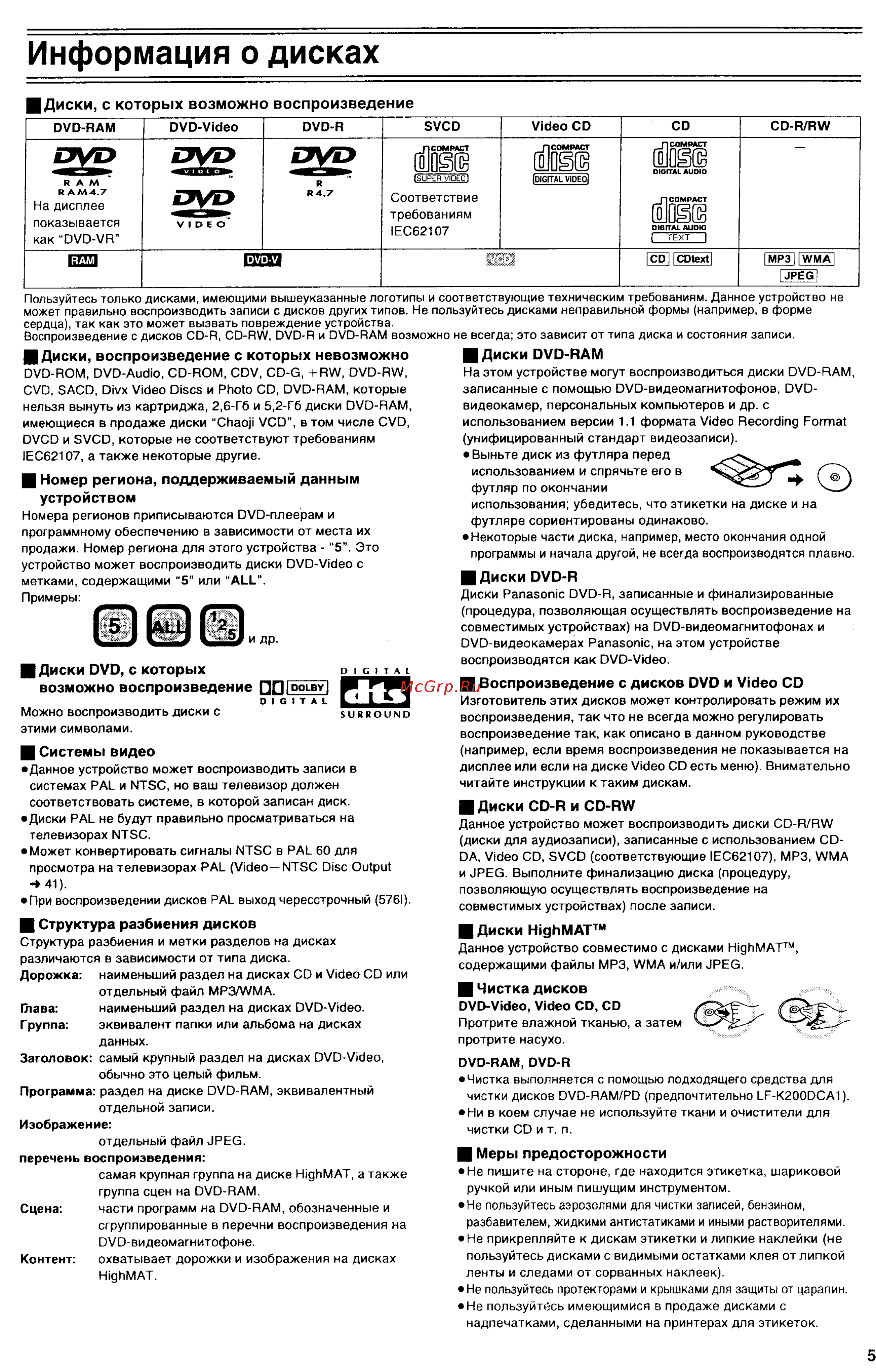 Panasonic NV-VP32 EE [6/48] Информация о дисках