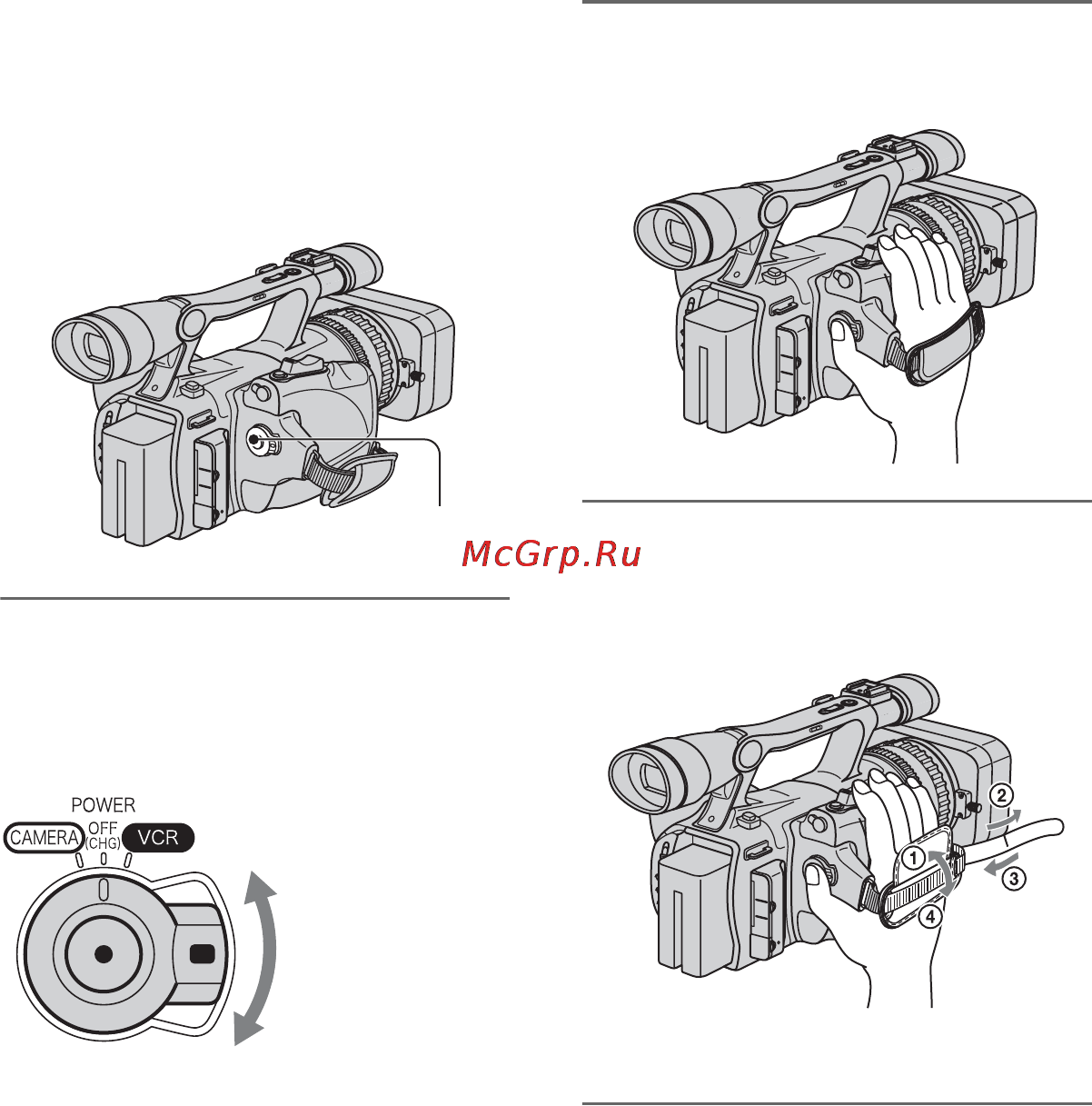 Sony HDR-FX7E [18/139] Шаг 4 включение питания и надежное удерживание видеокамеры