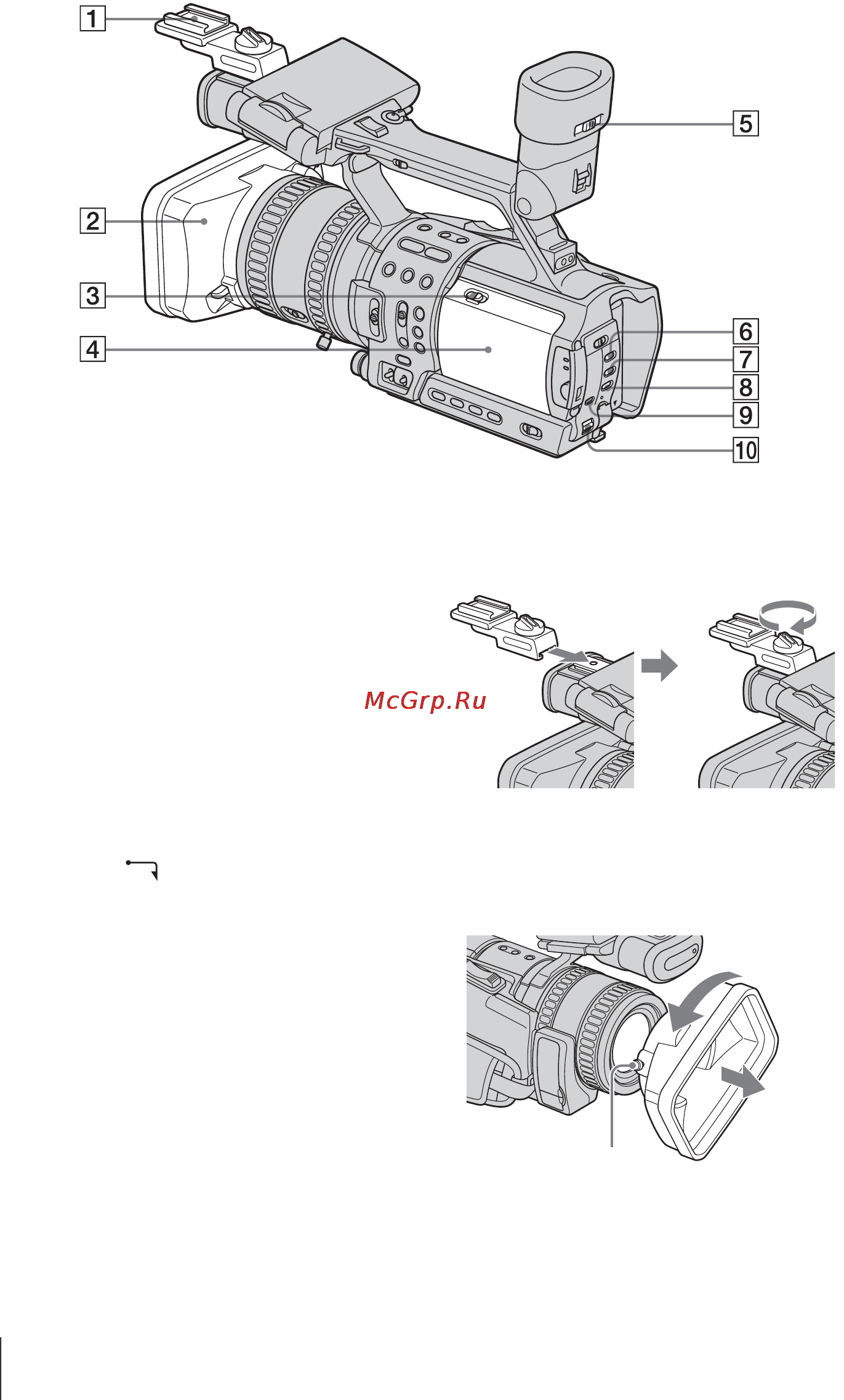 Sony HDR-FX1E [122/132] Подсоединение адаптера для вспомогательных принадлежностей