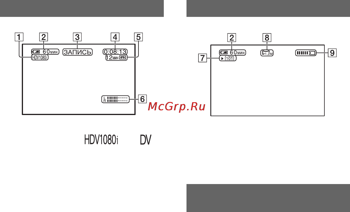 Sony HDR-FX1000E [142/151] Индикаторы на экране lcd и в видоискателе