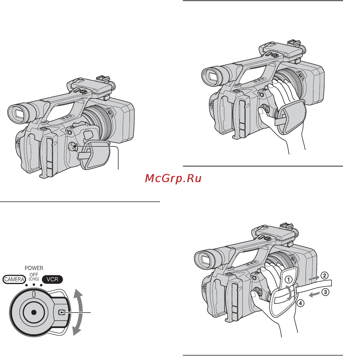 Sony HDR-FX1000E [20/151] Шаг 4 включение питания и правильное удерживание видеокамеры