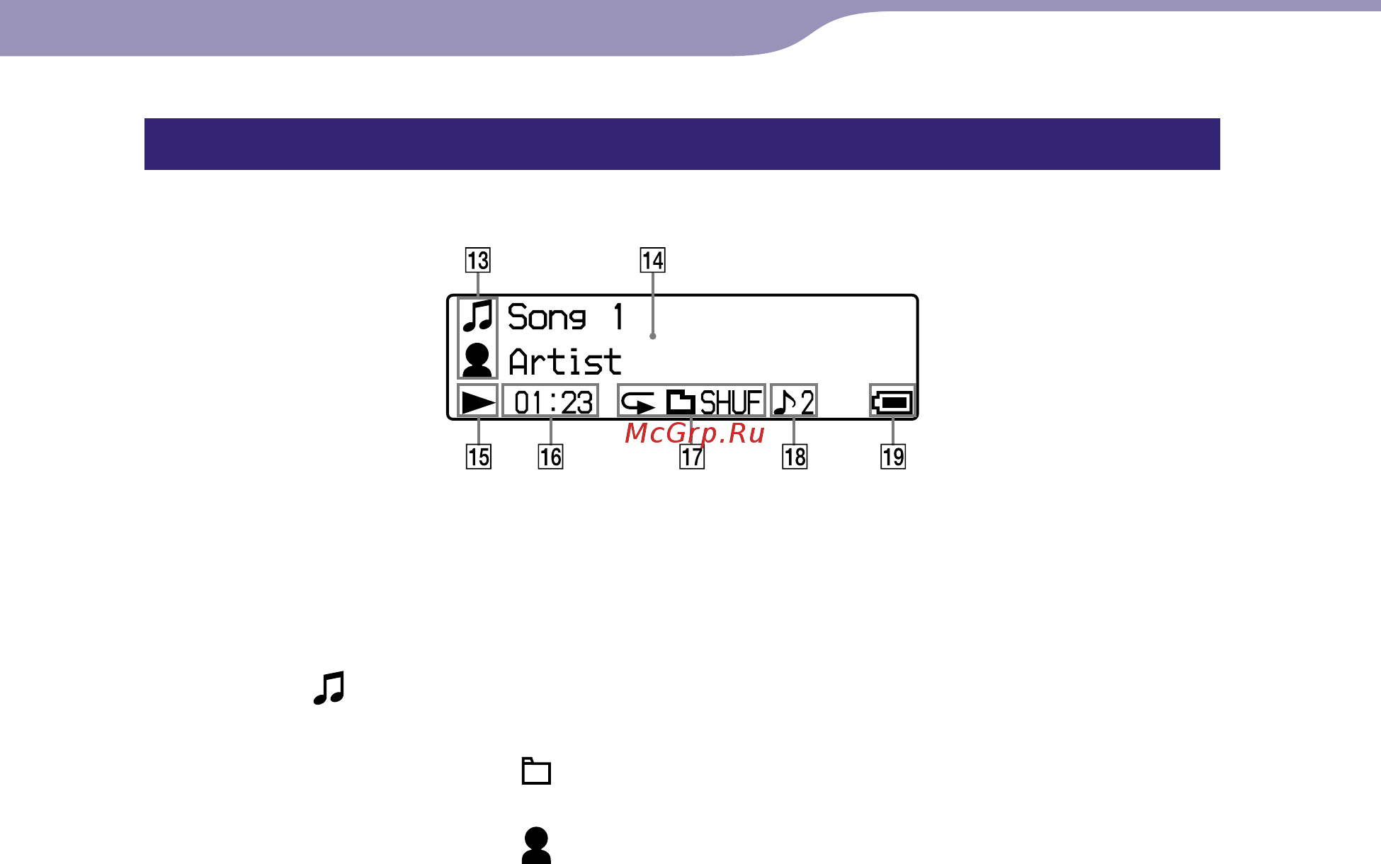 Sony NWD-E023F [12/85] Дисплей