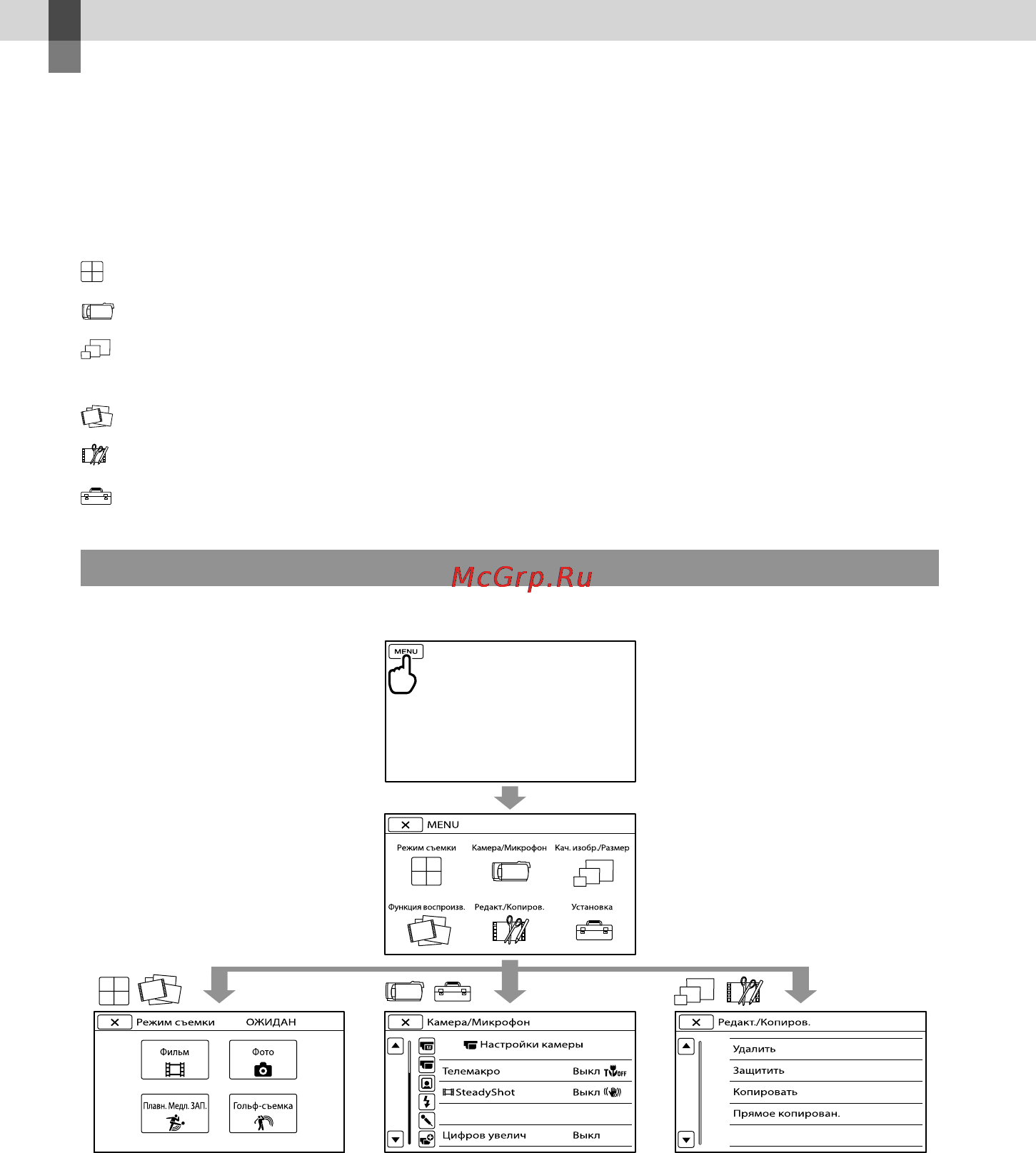 Sony HDR-TD10E [54/155] Индивидуальная настройка видеокамеры