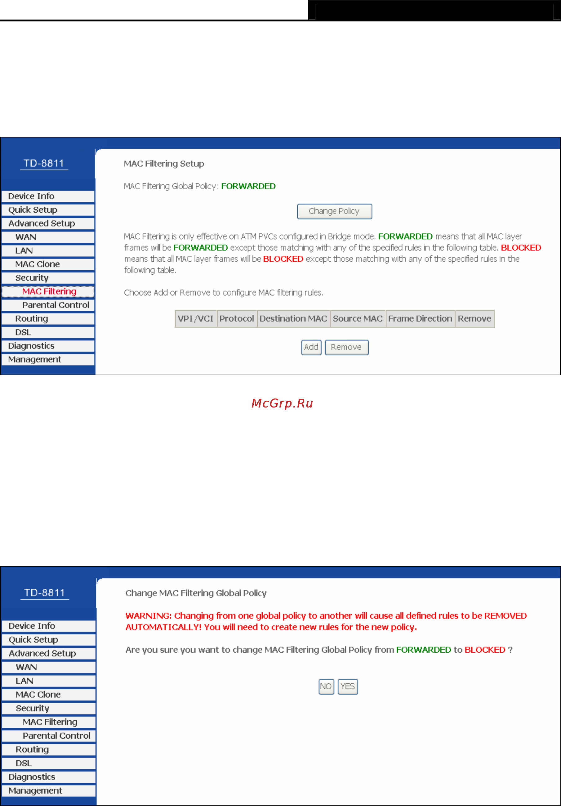 Tp-Link TD-8811 [56/78] Mac filtering