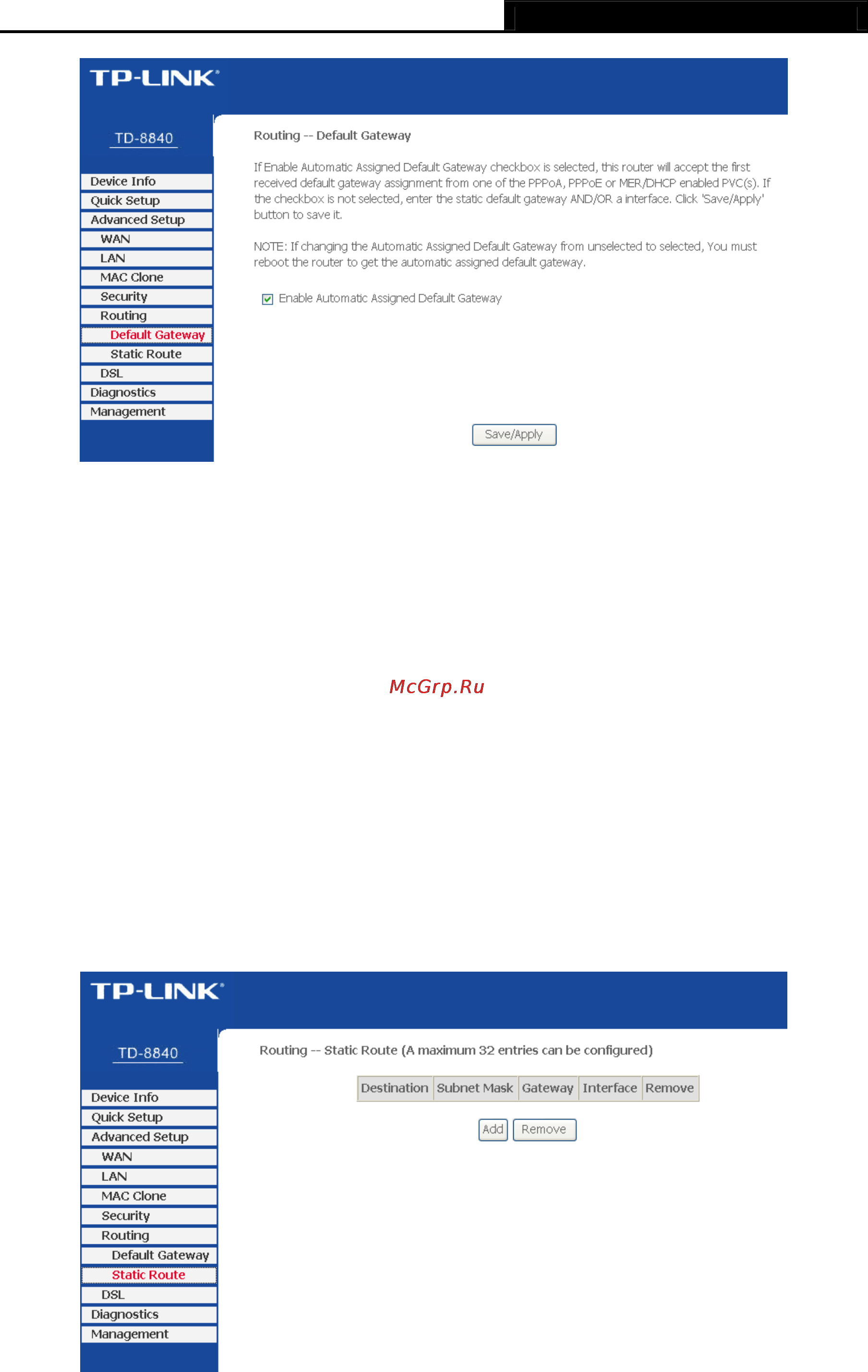 Tp-Link TD-8840 [47/63] Static route