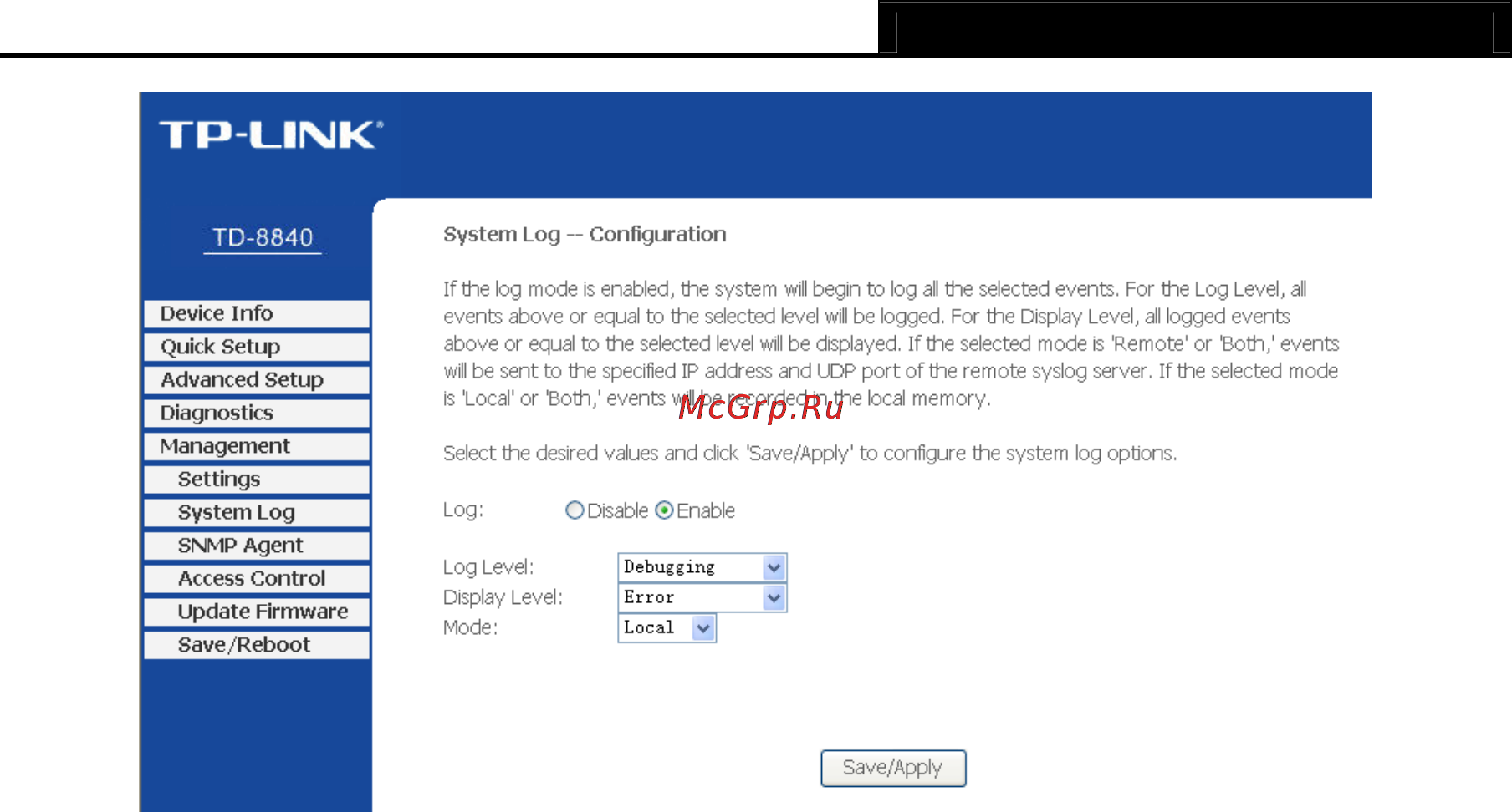 Tp-Link TD-8840 [54/63] Snmp agent