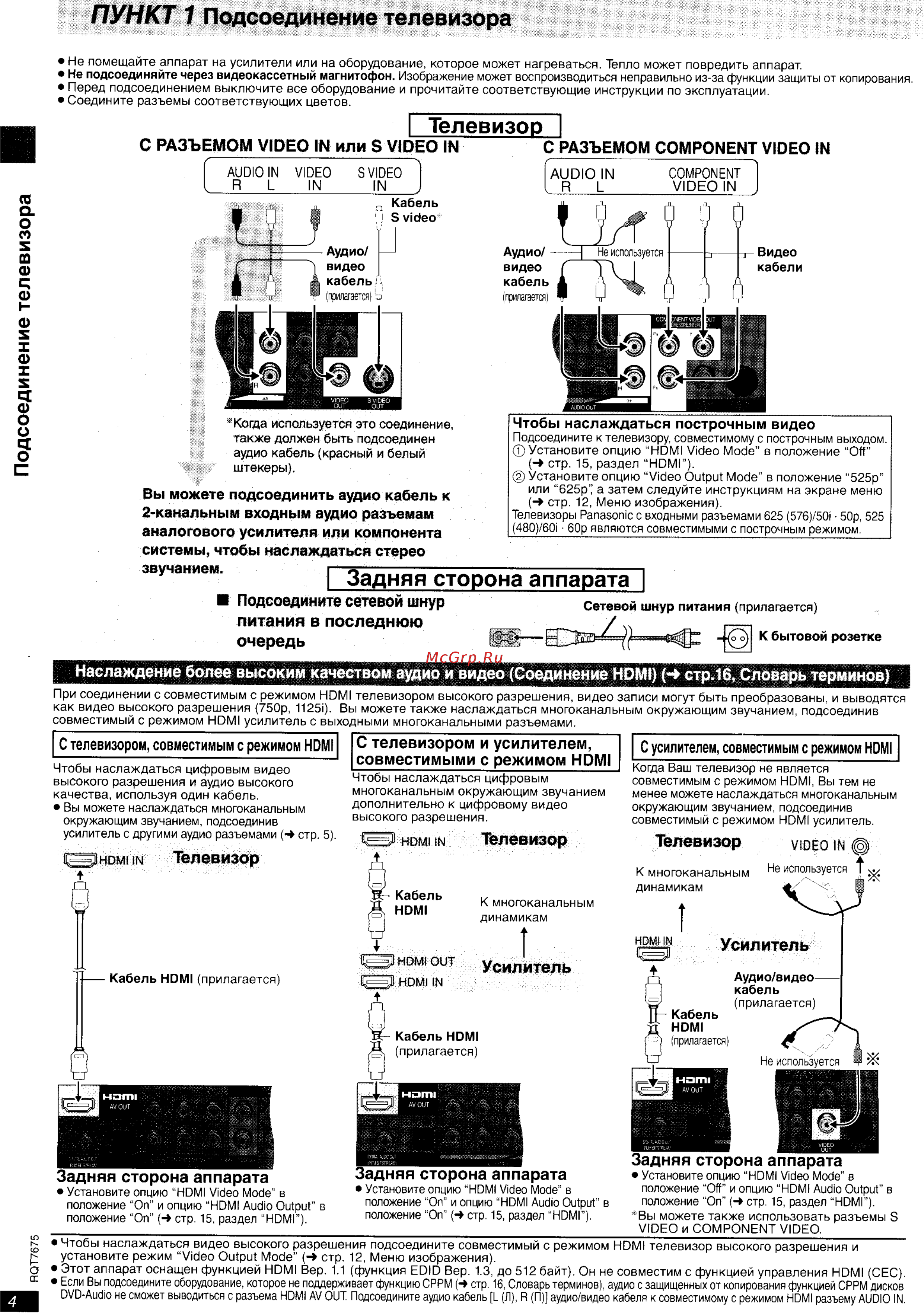 Panasonic DVD-S97 EE-S [4/20] Задняя сторона аппарата