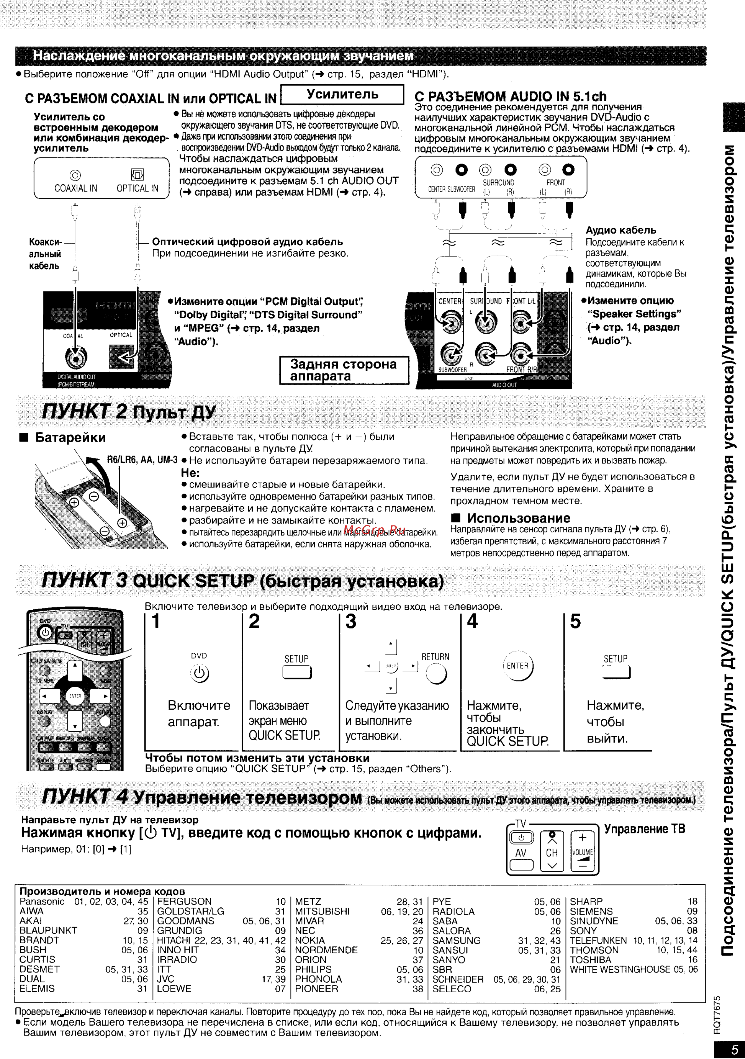 Panasonic DVD-S97 EE-S [5/20] Задняя сторона