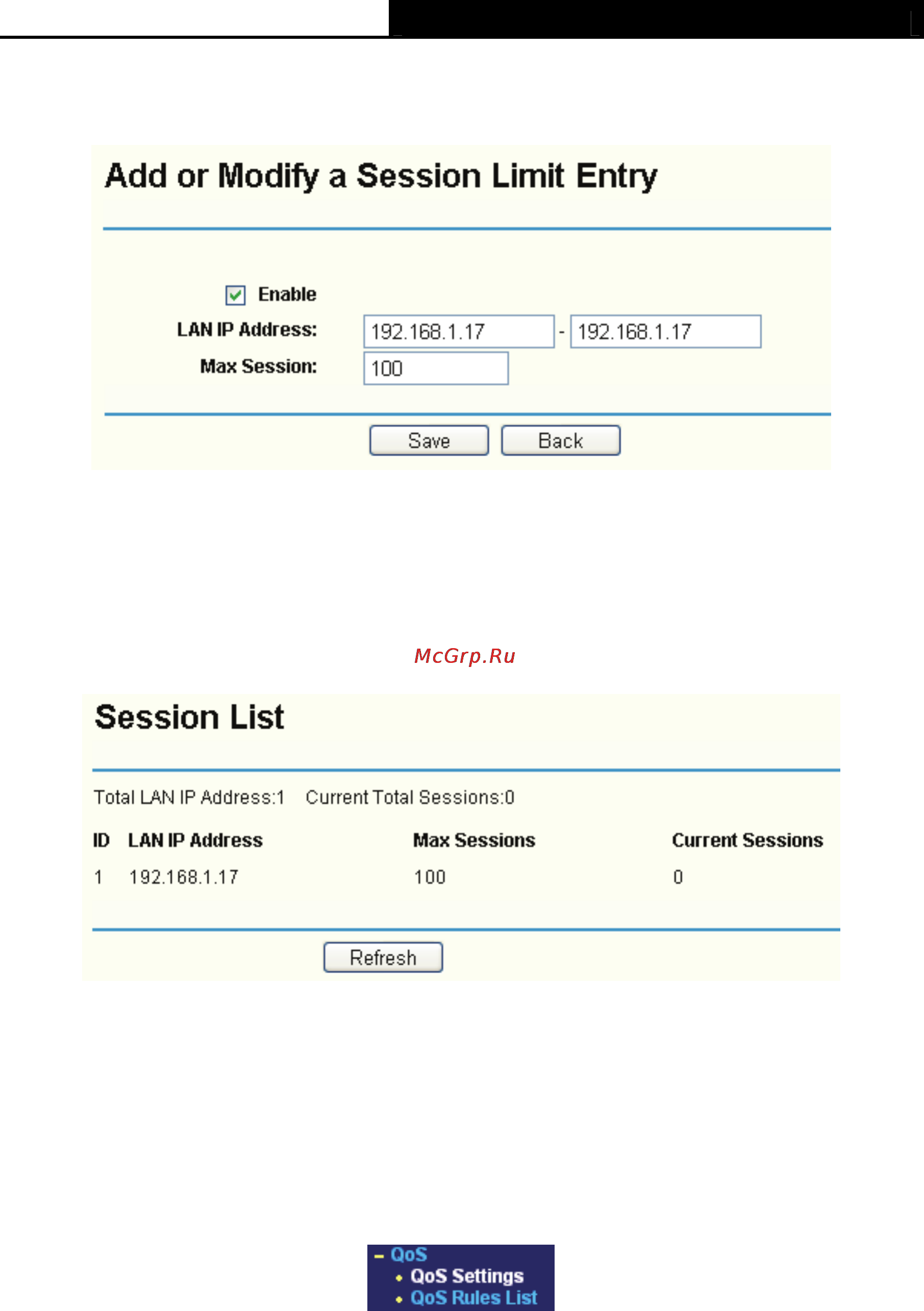 Tp-Link TL-R4299G [59/86] Session list