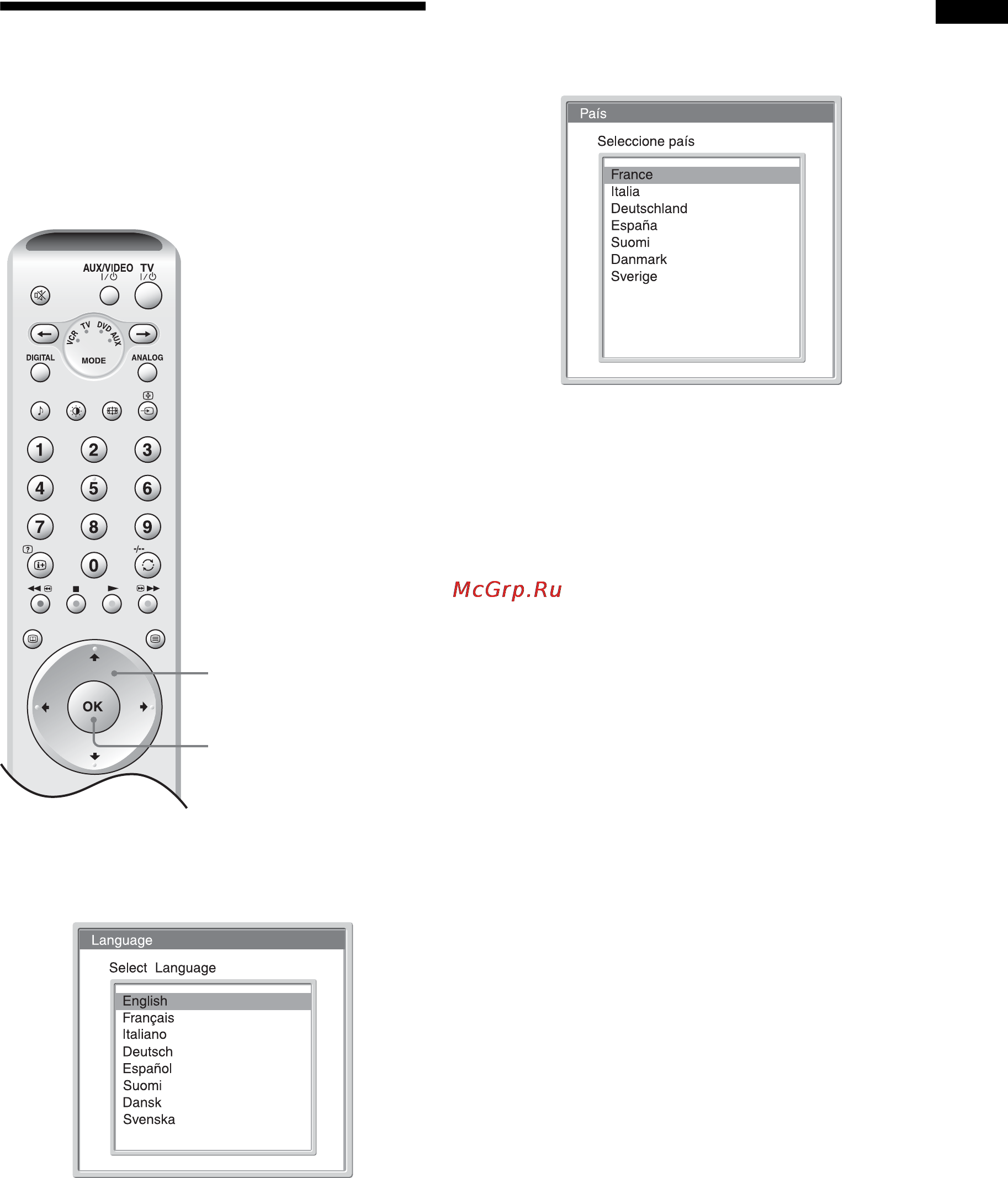 Sony KDE-W50A11E [155/194] Selección del idioma y del país o región