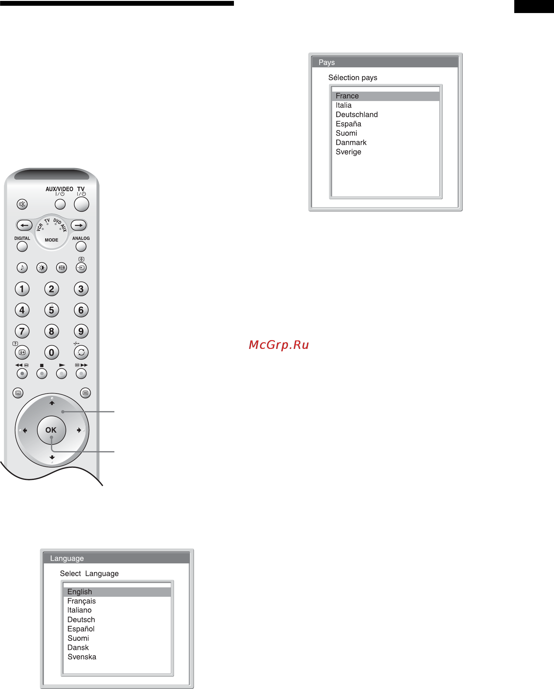 Sony KDE-W50A11E [59/194] Sélection de la langue et du pays ou de la région