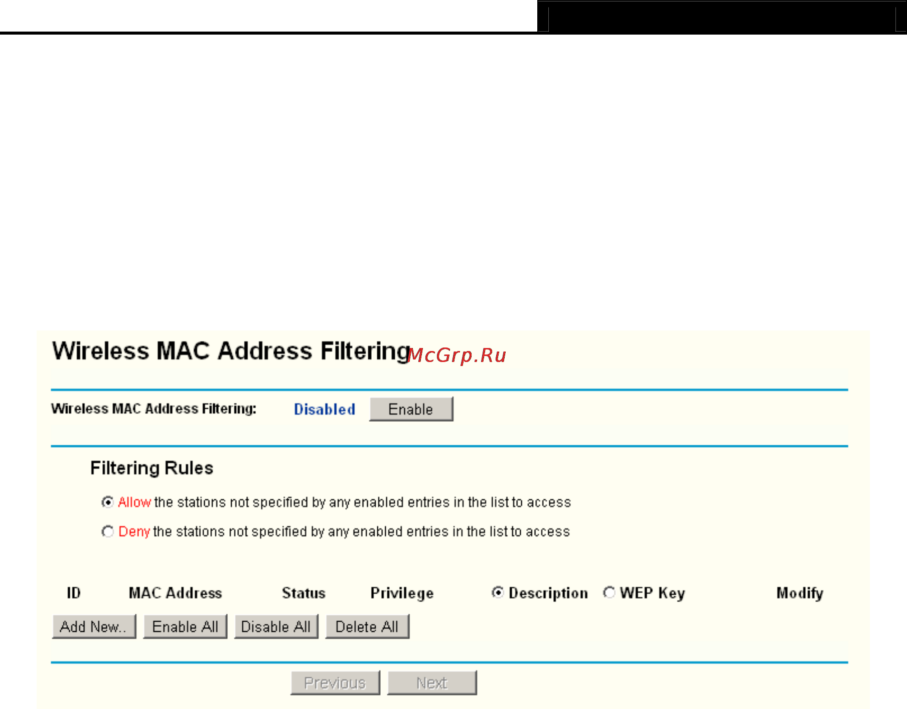 Tp-Link TL-WR340G [36/72] Mac filtering